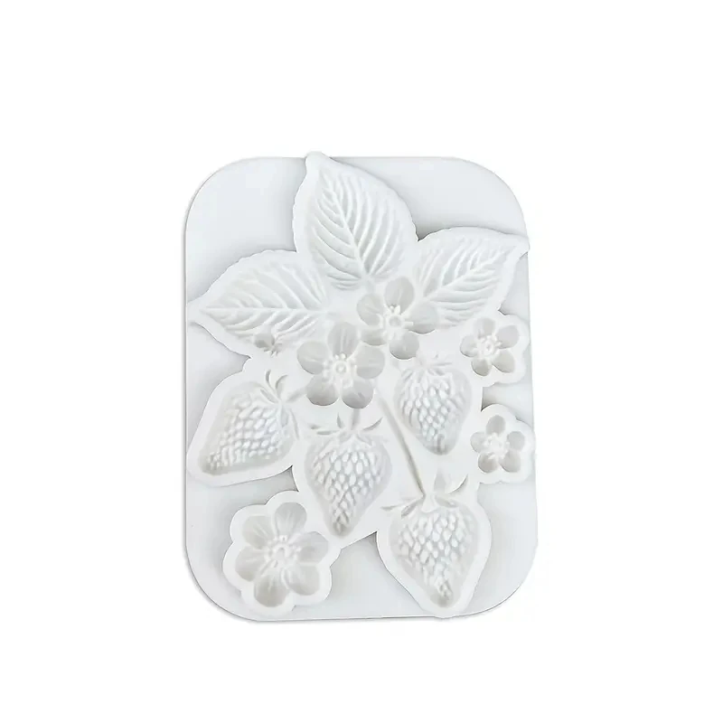 Çilekler ve Yapraklar Gıda Uyumlu Silikon Kalıp BZM46