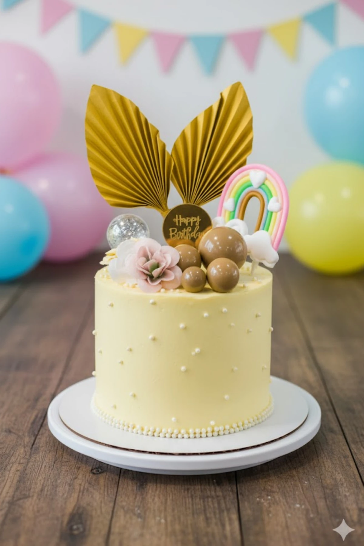 Pasta Üstü Yelpaze Süs Seti - Altın