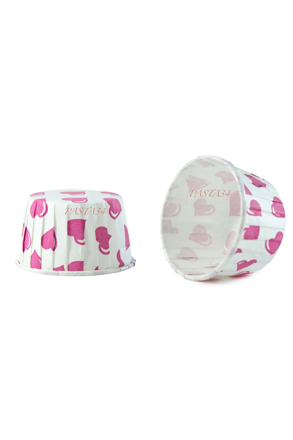 50'li Cupcake Kapsül 50X39 Pembe Kalp