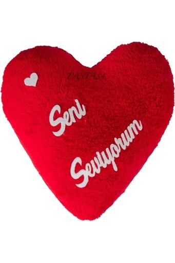 Peluş Kalp Yastık Büyük