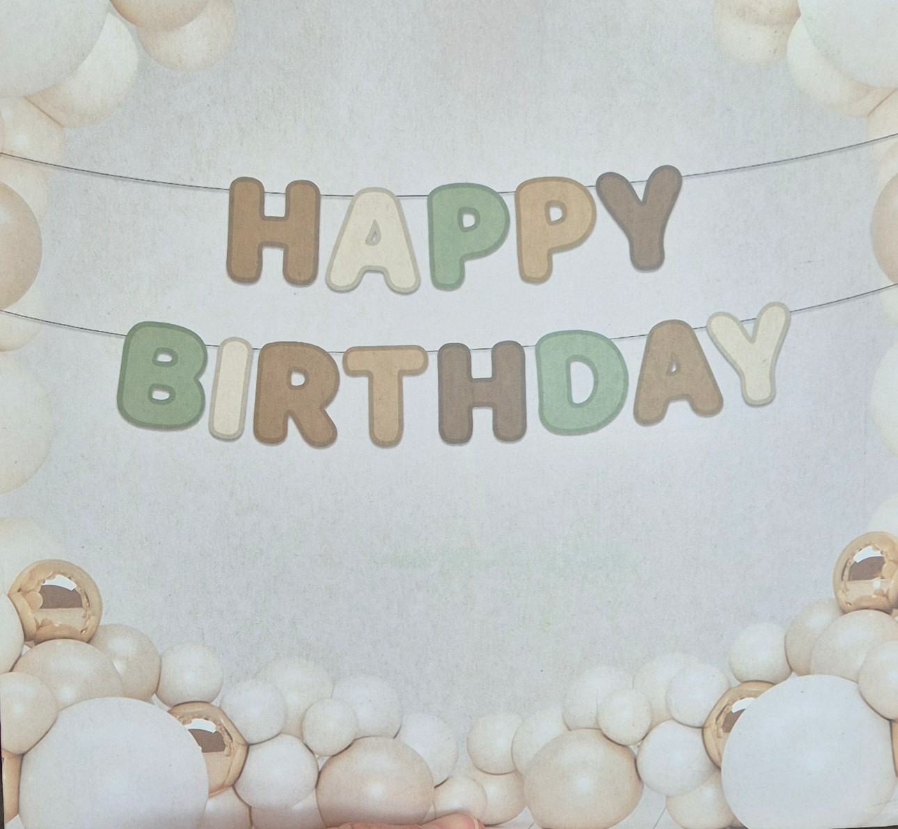 Banner Yazı Happy Birthday Retro Kahve