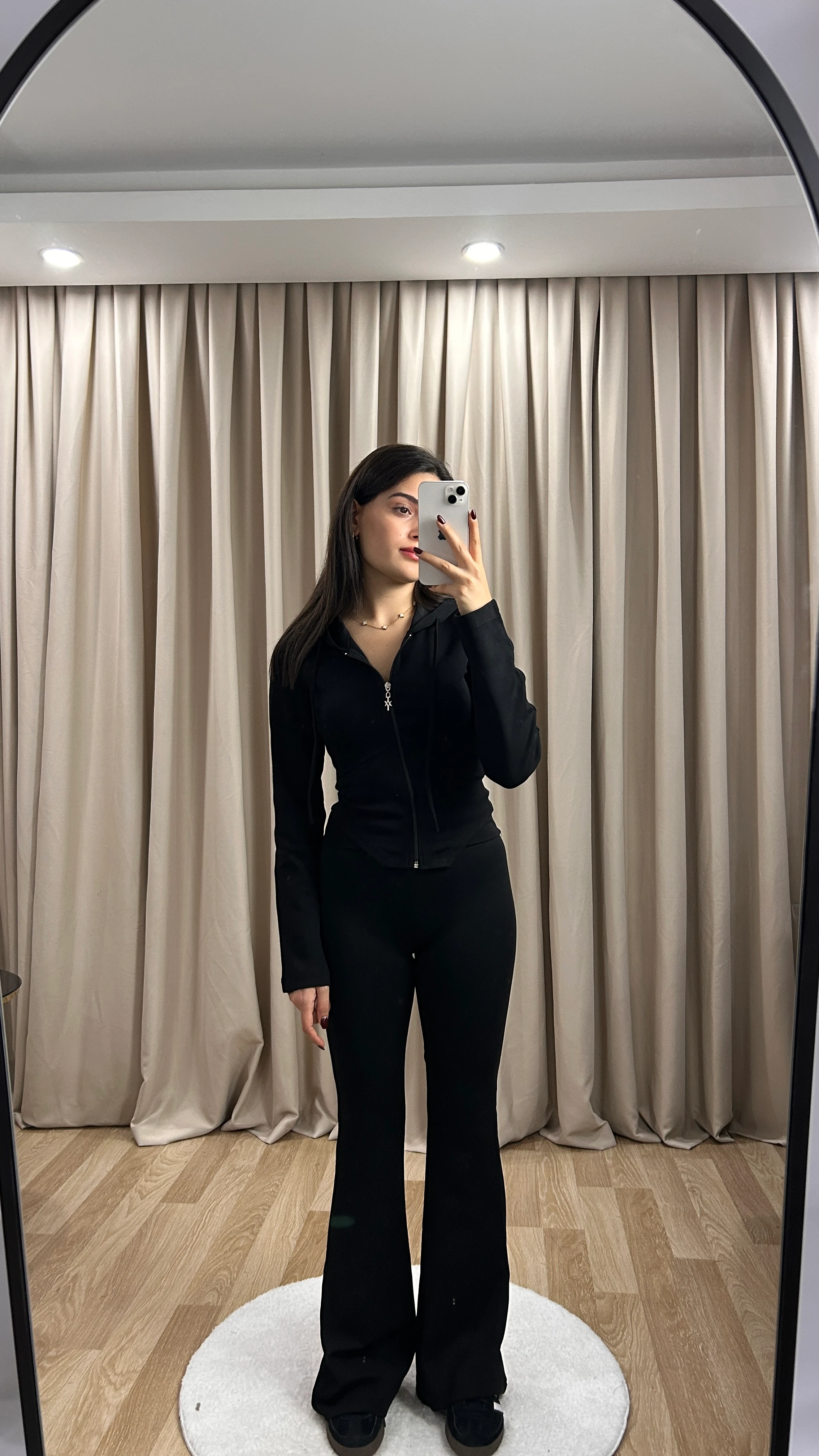 KAPŞONLU FERMUARLI EŞOFMAN TAKIM - Siyah