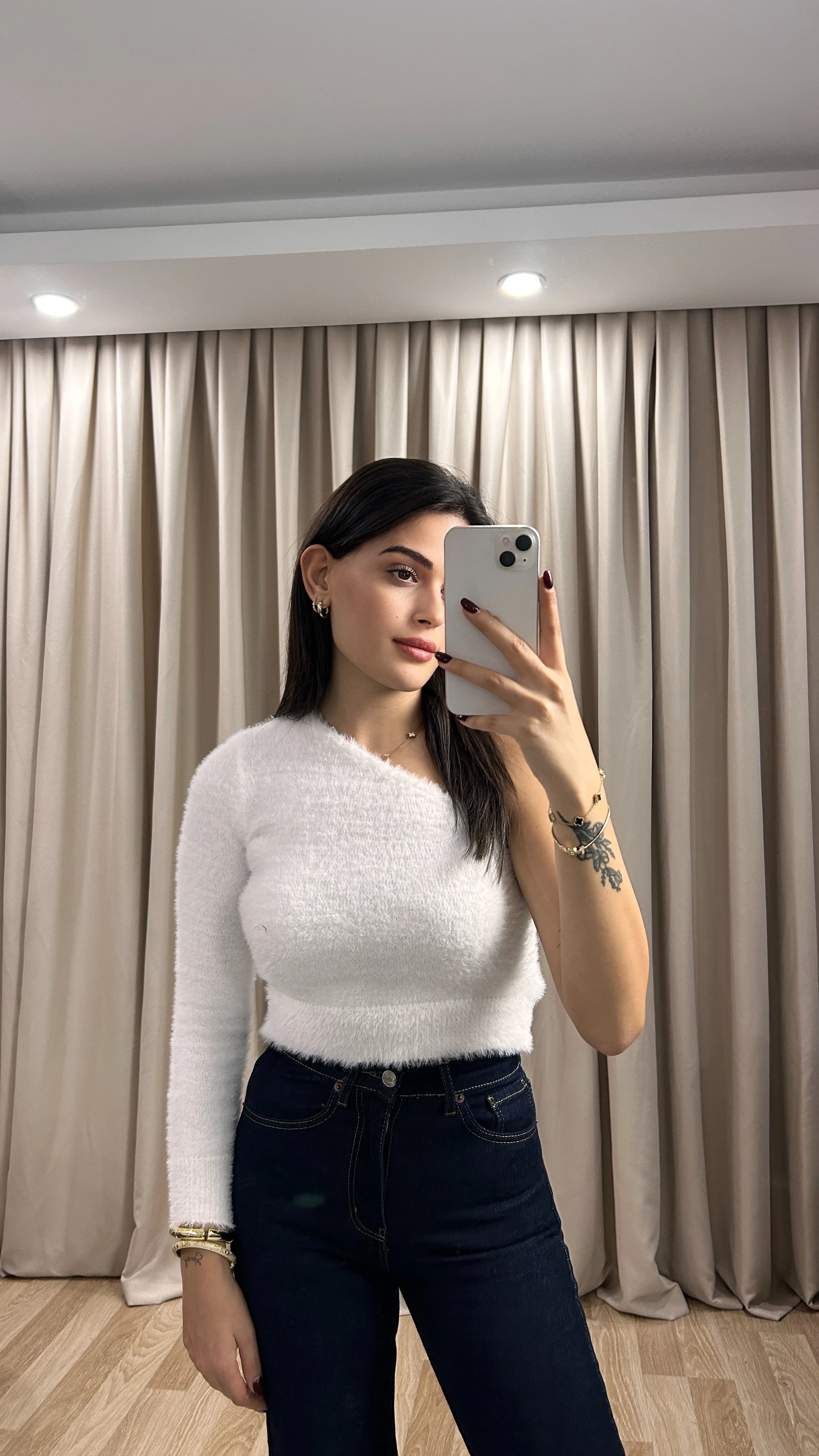 TEK KOL SAKALLI BLUZ - Siyah