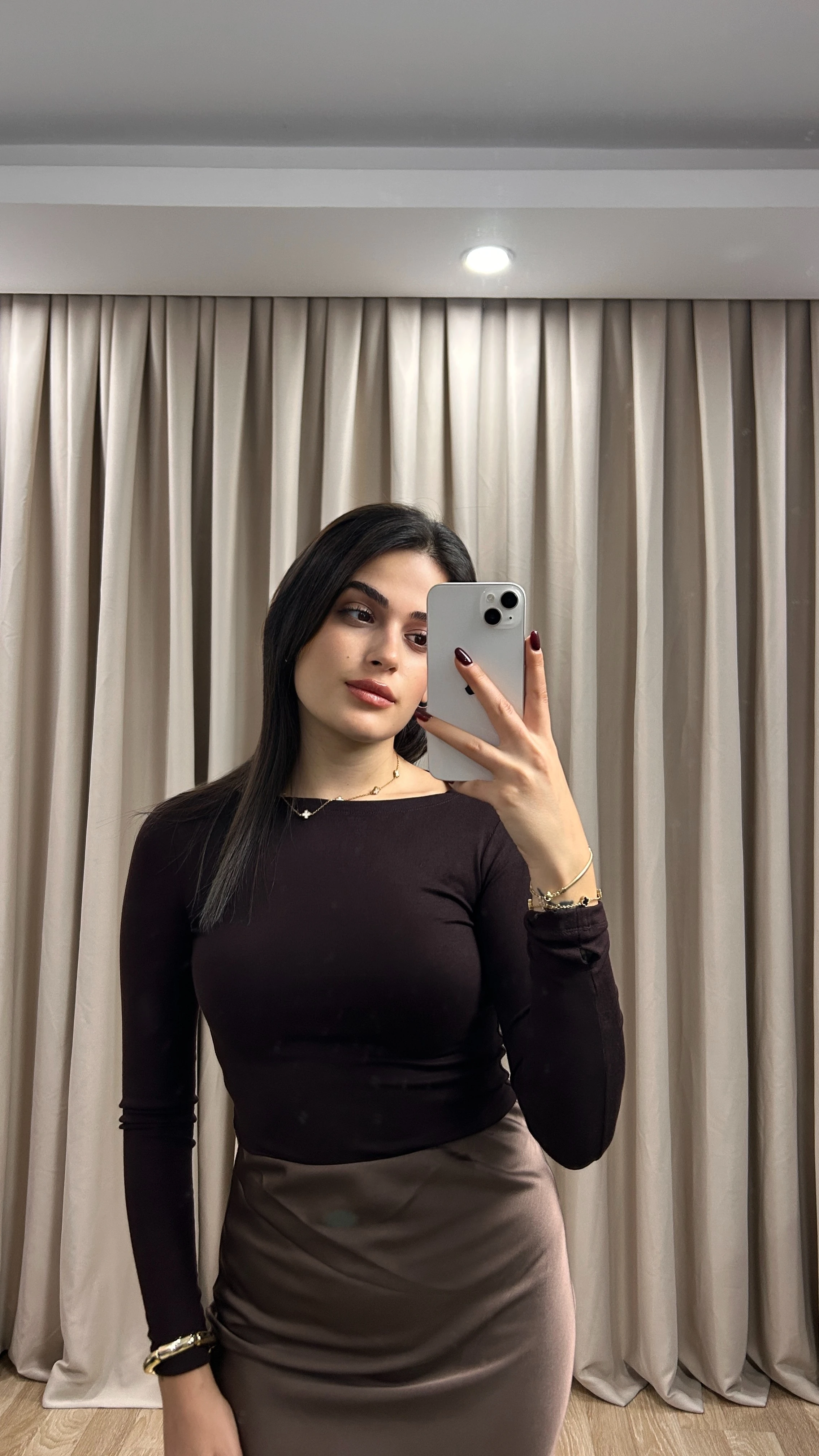 KAYIK YAKA BASIC - Kahverengi