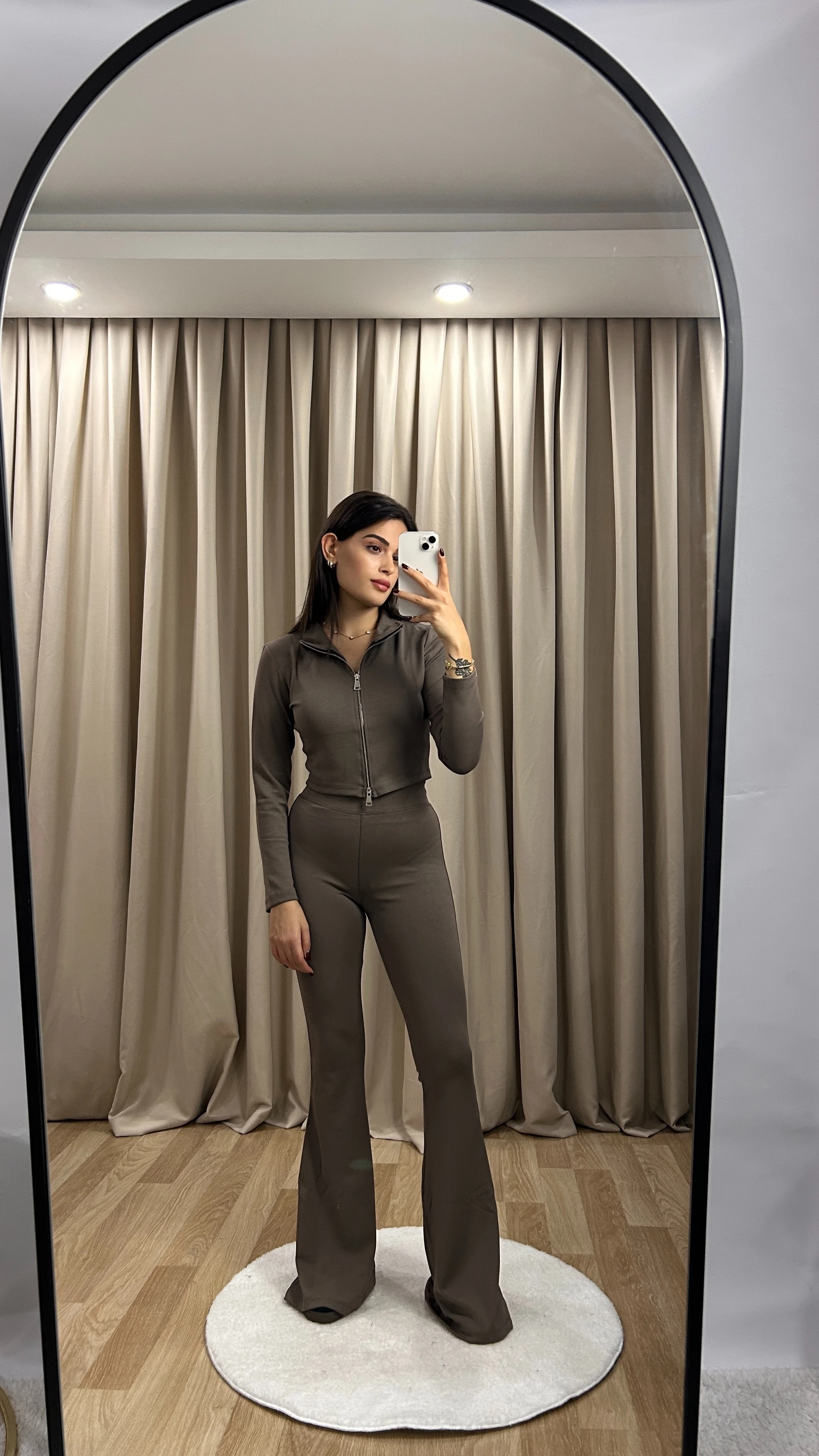 FERMUARLI EŞOFMAN TAKIM - Kahverengi