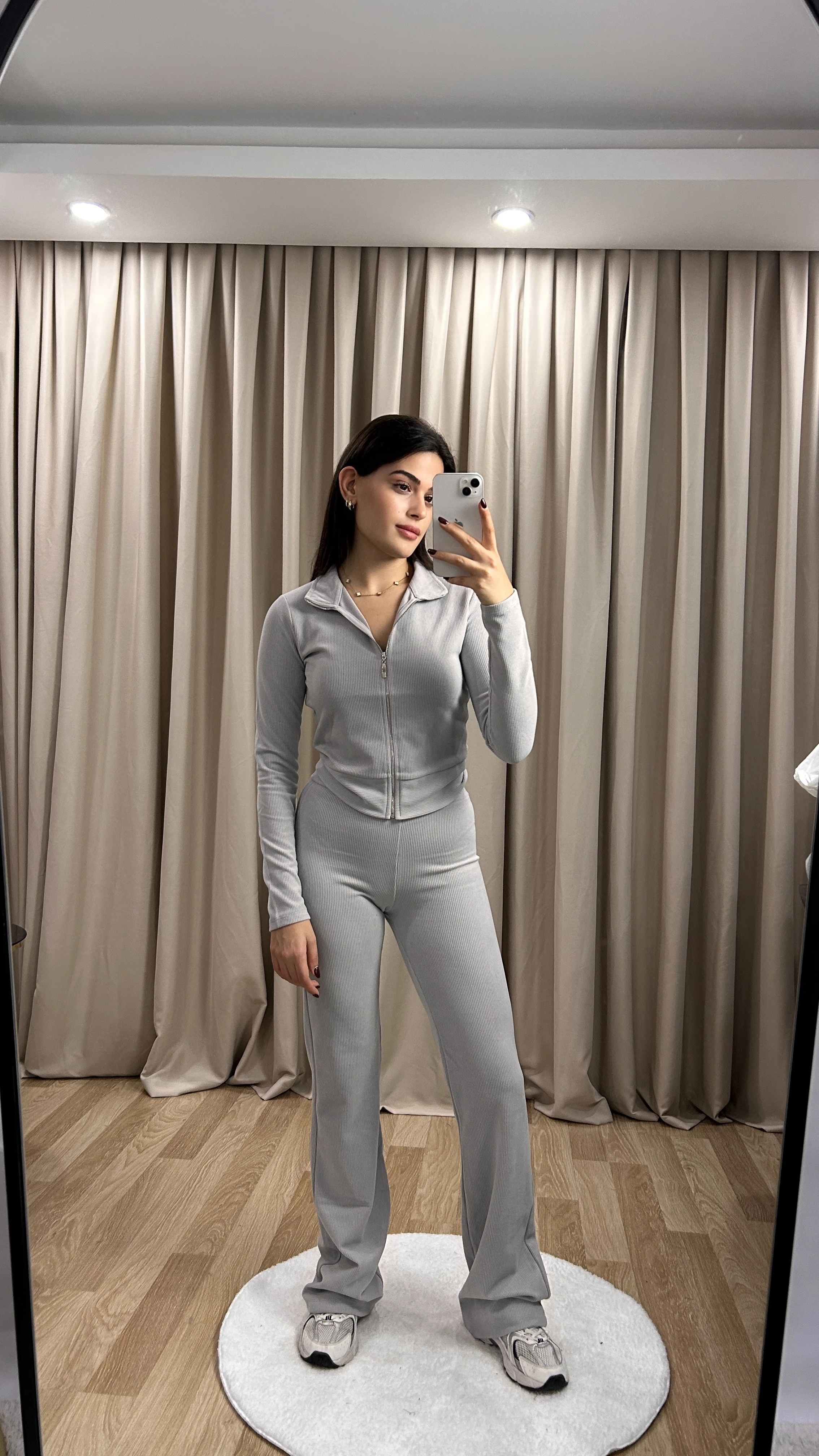 FERMUARLI EŞOFMAN TAKIMI - Gri