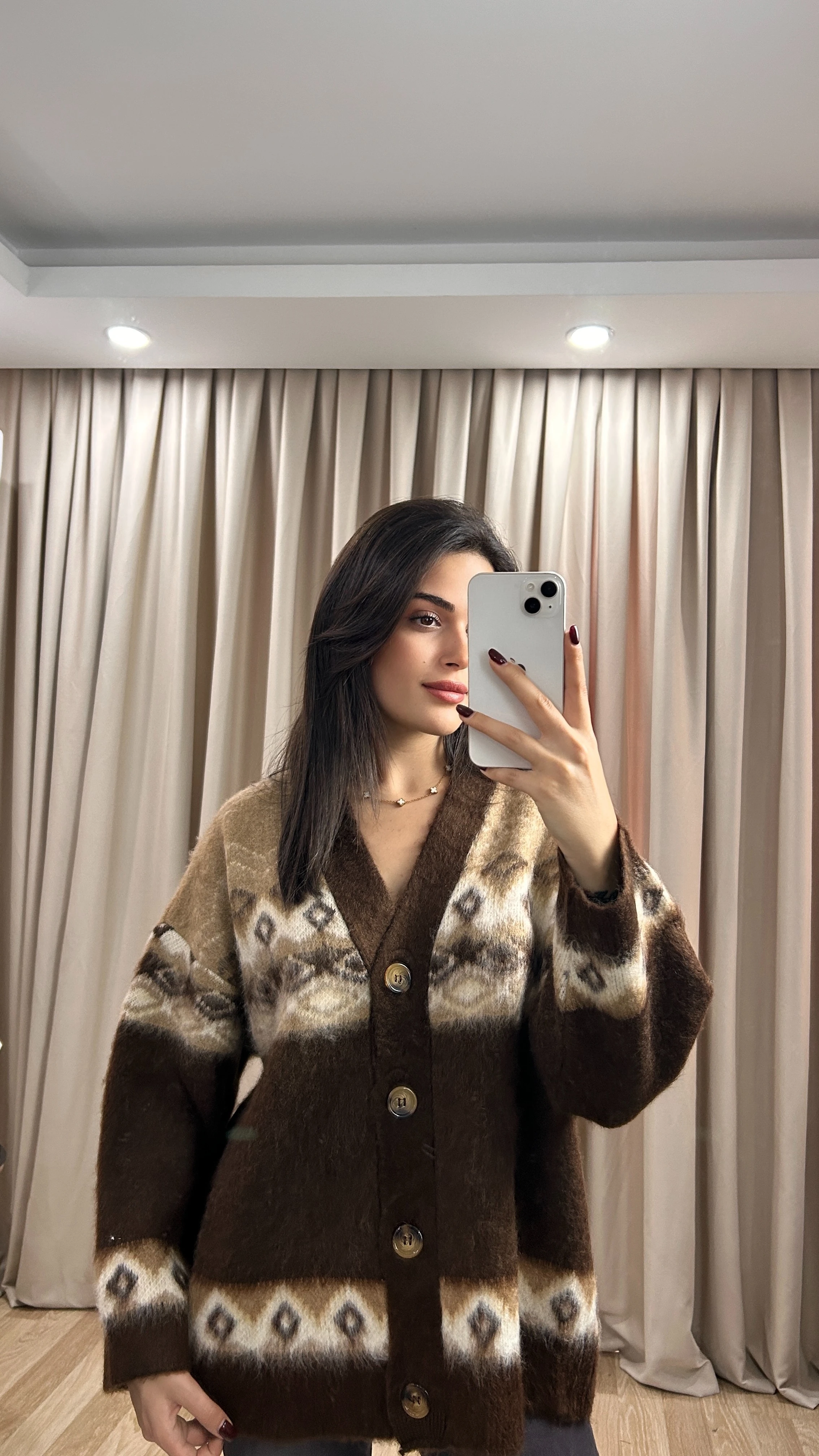 DESENLİ HIRKA - Kahverengi