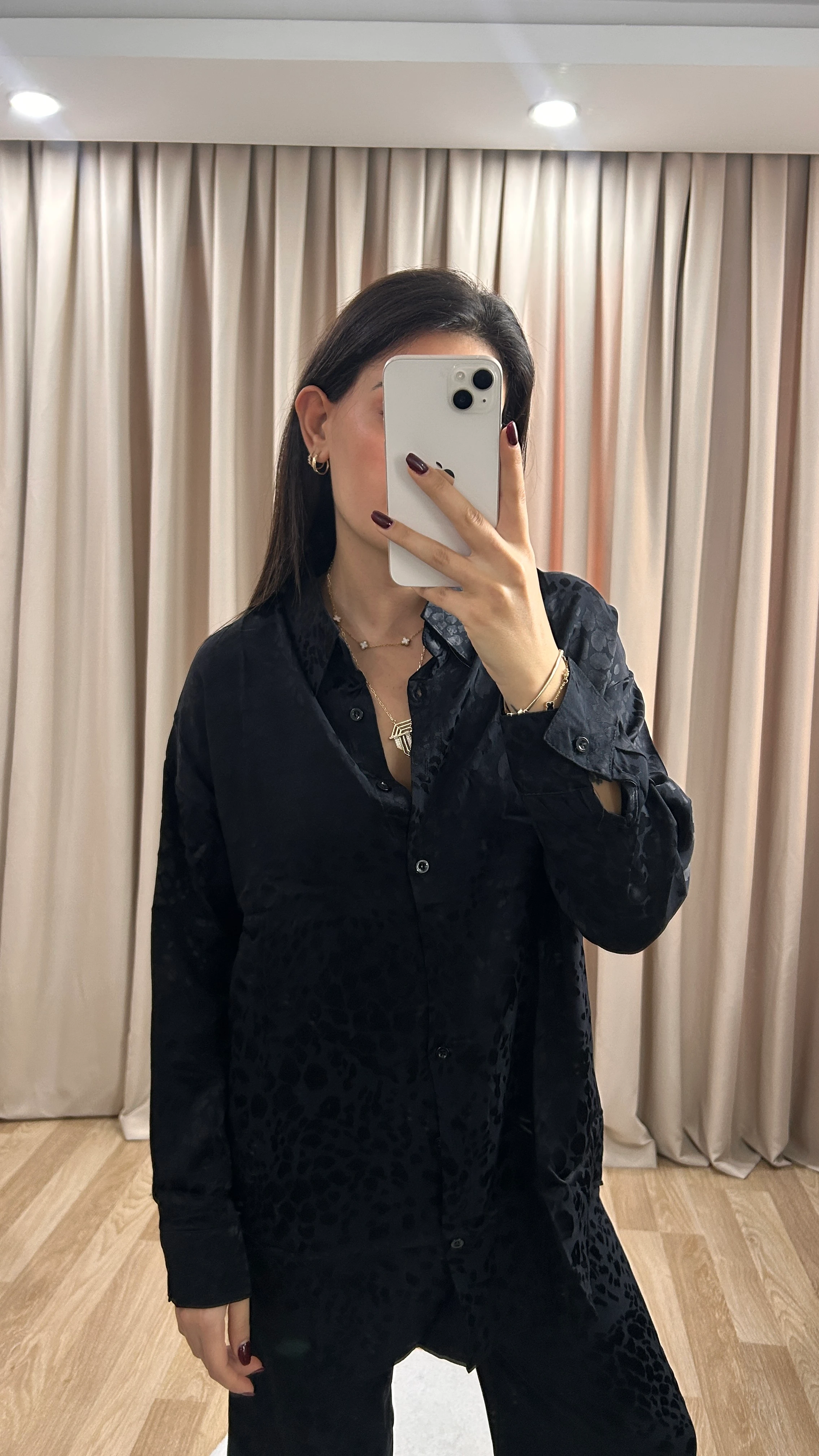 LEOPAR DESENLİ SATEN İKİLİ TAKIM