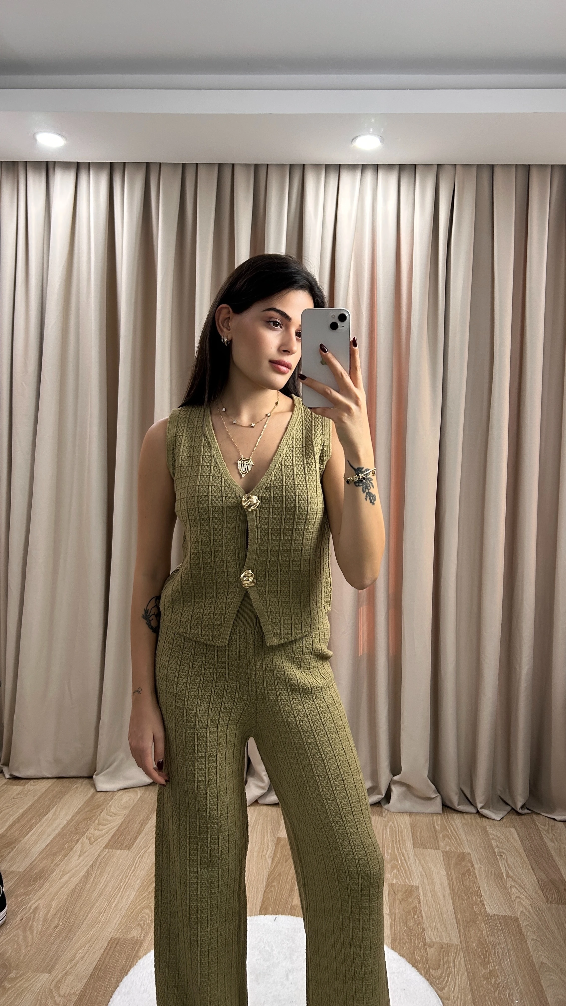 YELEKLİ TRİKO İKİLİ TAKIM - Yeşil