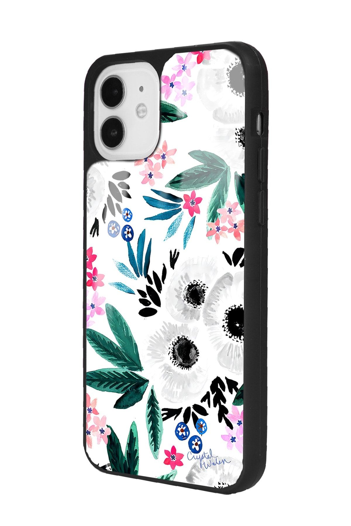 iPhone 11 Beyaz Çiçek Tasarımlı Glossy Telefon Kılıfı