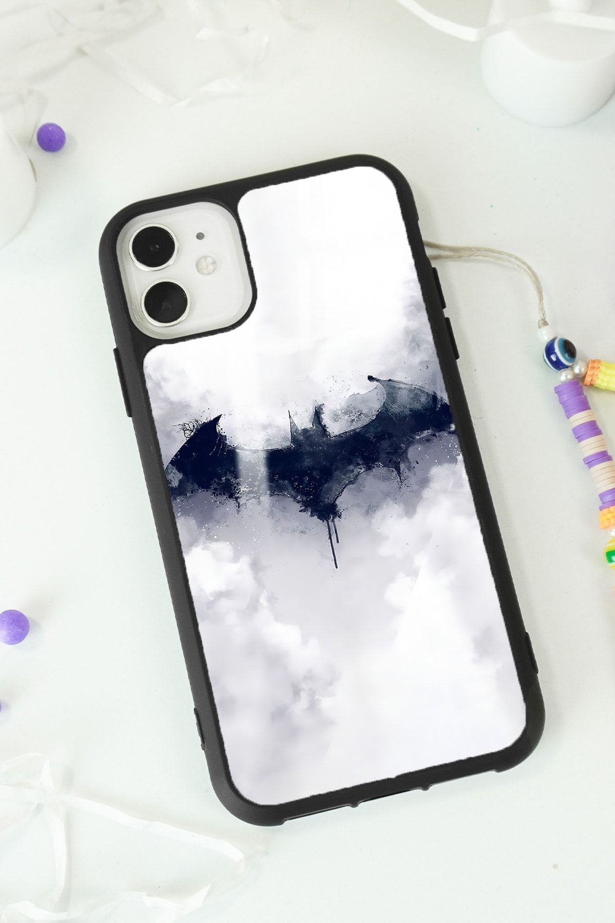 iPhone 11 Beyaz Batman Tasarımlı Glossy Telefon Kılıfı