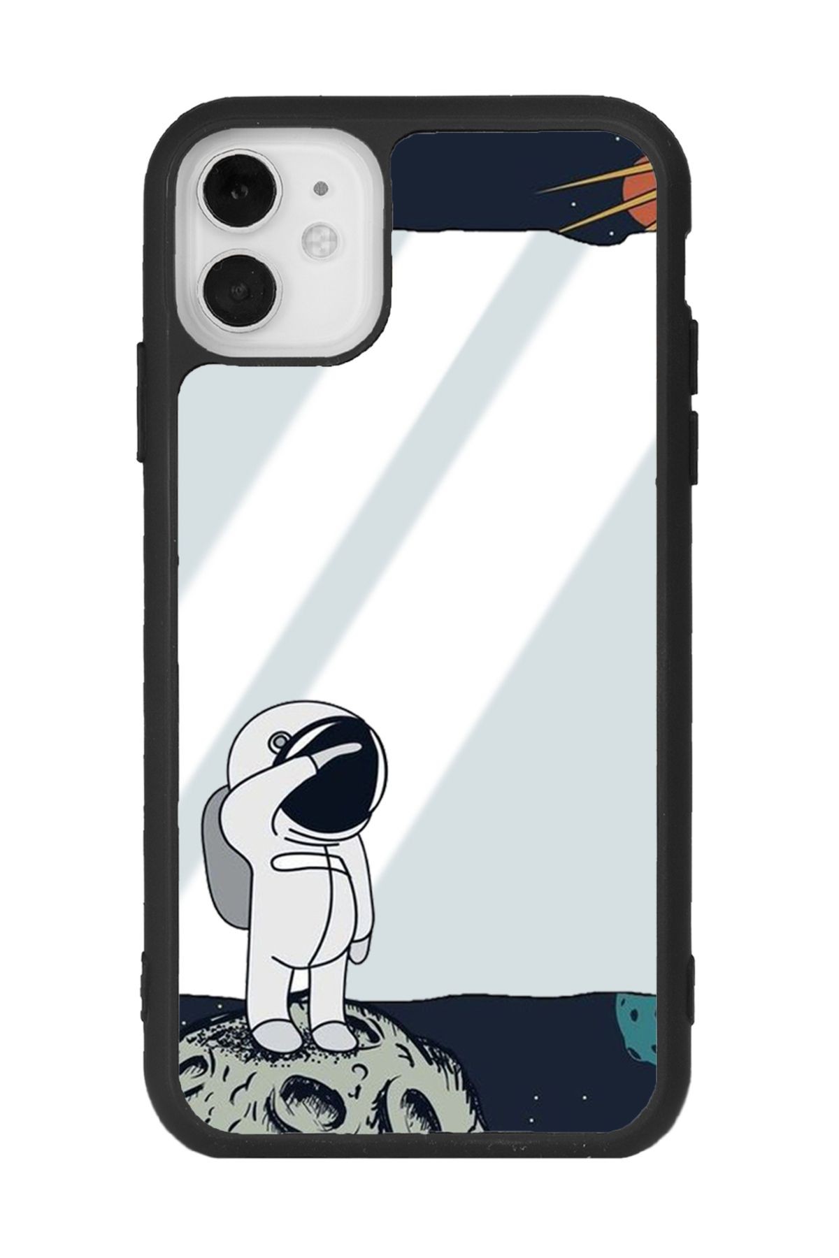 iPhone 11 Astronot Tasarımlı Aynalı Glossy Telefon Kılıfı