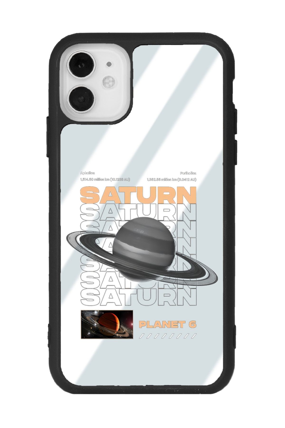 iPhone 11 Saturn Tasarımlı Aynalı Glossy Telefon Kılıfı
