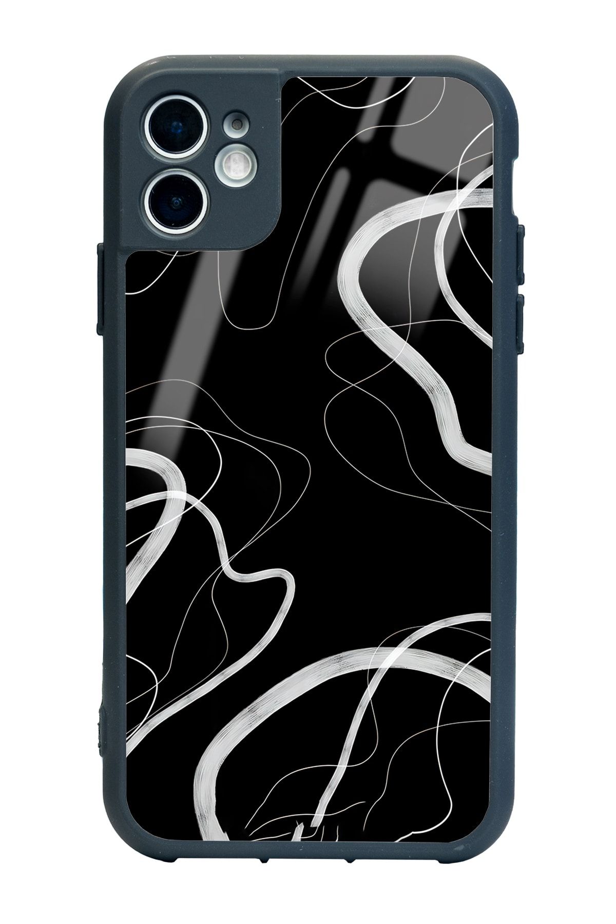 iPhone 11 Black Wave Tasarımlı Glossy Telefon Kılıfı