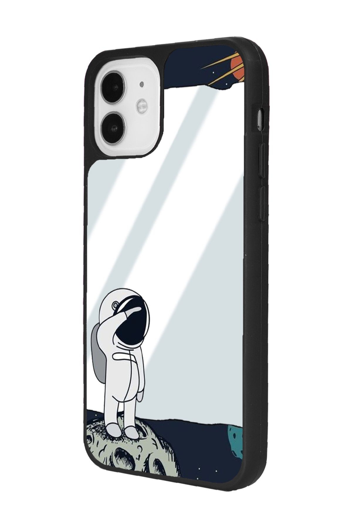 iPhone 11 Astronot Tasarımlı Aynalı Glossy Telefon Kılıfı