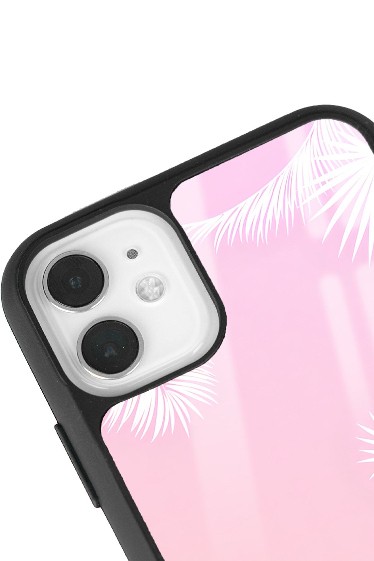 iPhone 11 Beyaz Palmiye Tasarımlı Glossy Telefon Kılıfı
