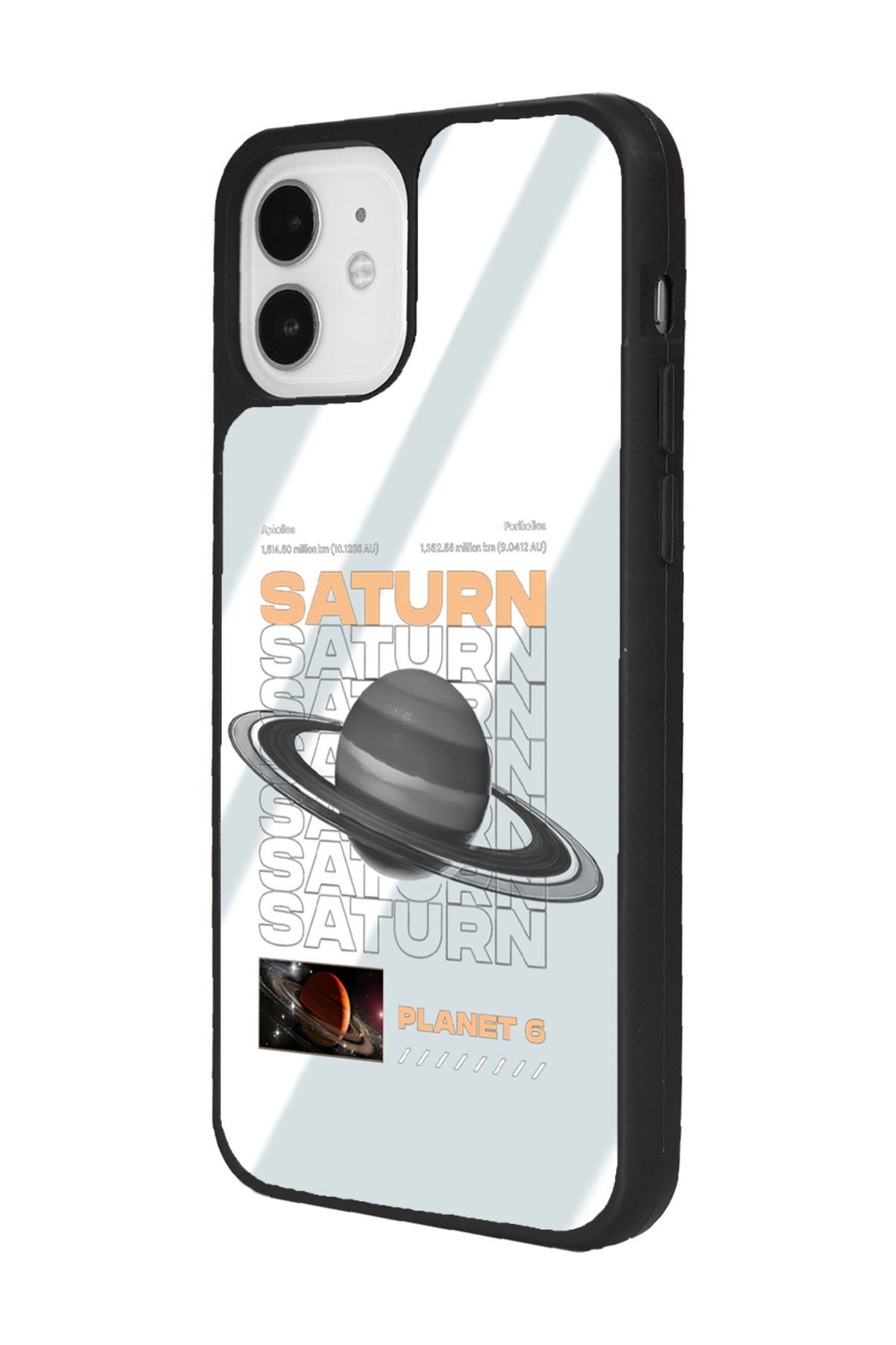 iPhone 11 Saturn Tasarımlı Aynalı Glossy Telefon Kılıfı