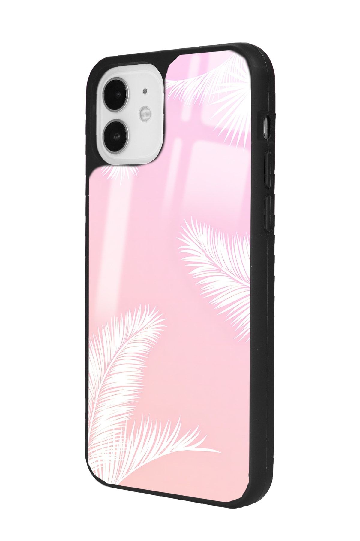 iPhone 11 Beyaz Palmiye Tasarımlı Glossy Telefon Kılıfı