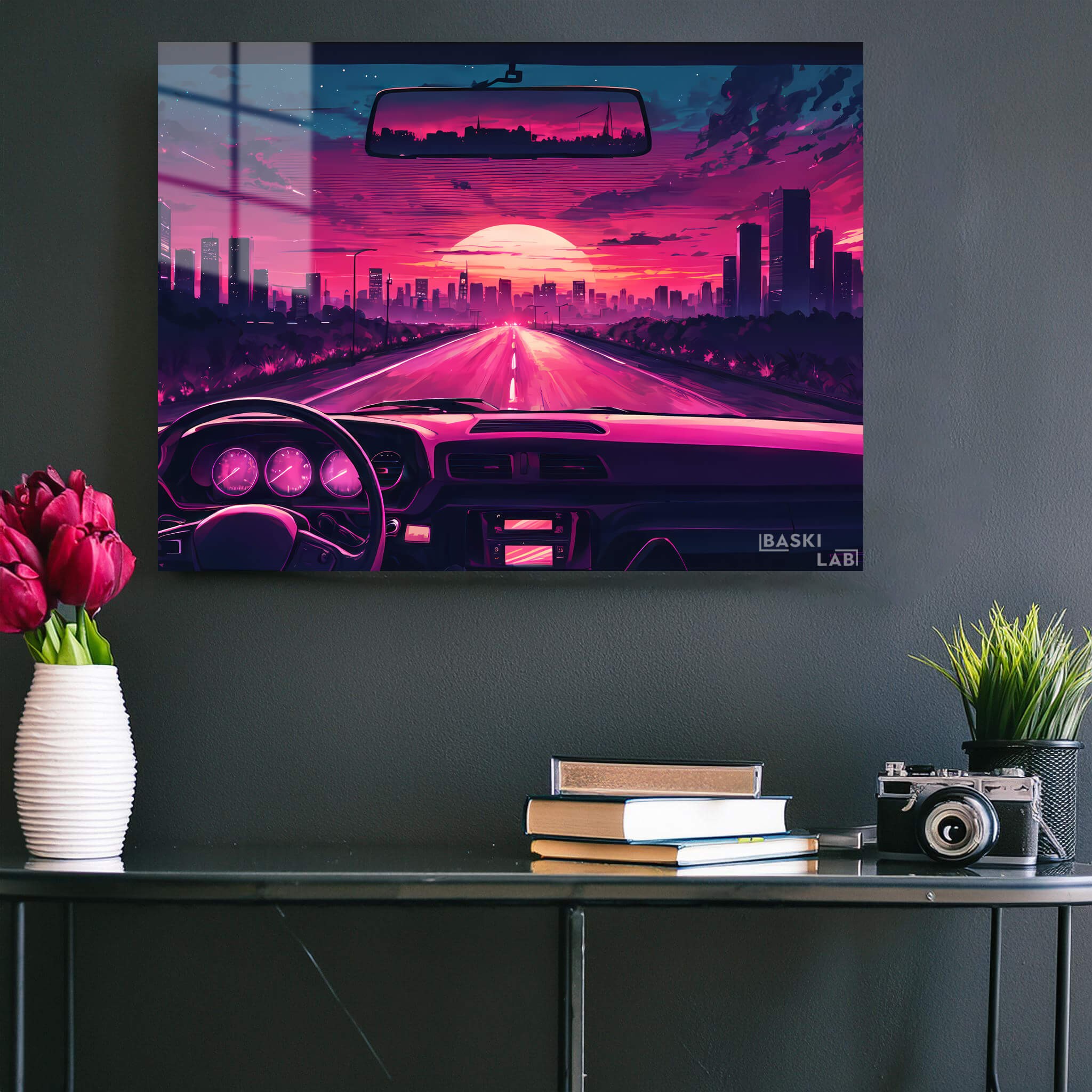 Road Sunset Car Metal Poster 197