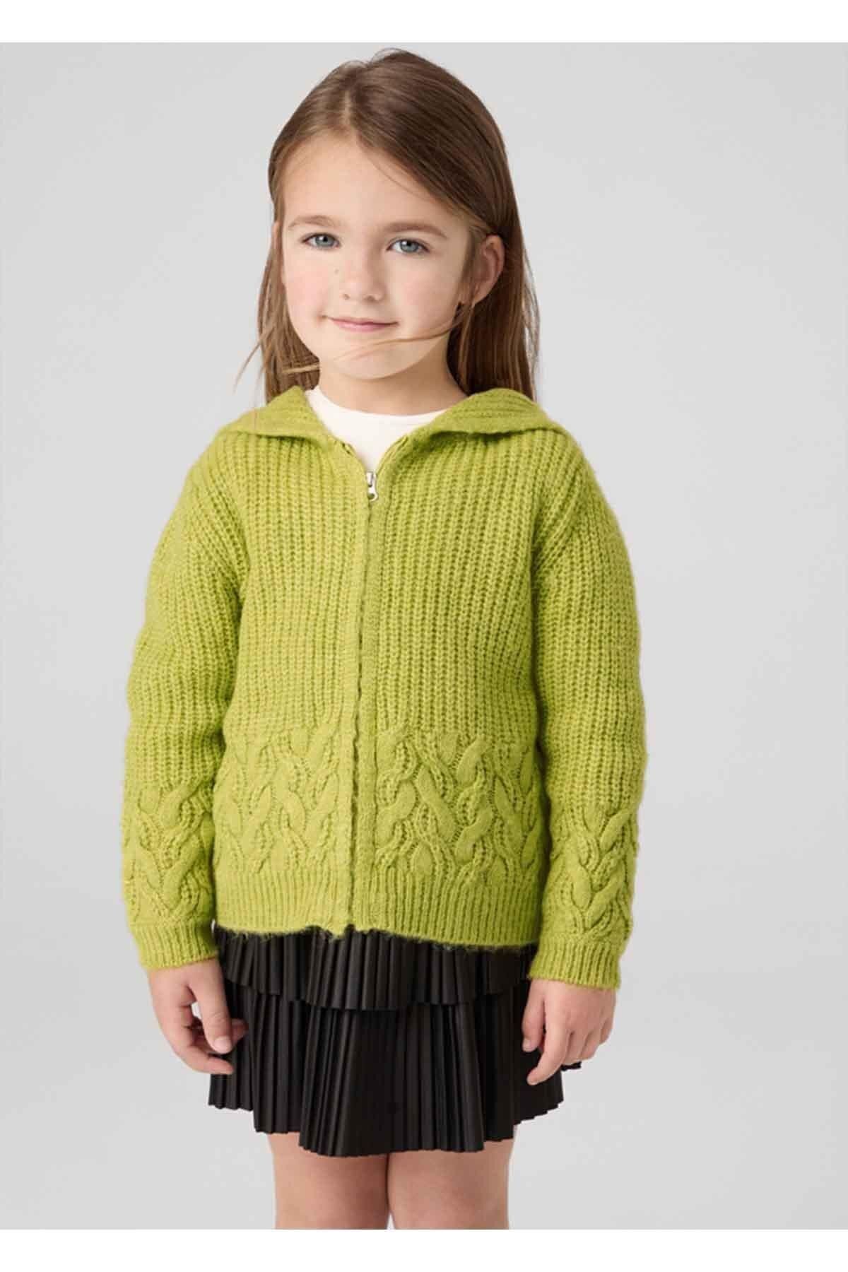 Kışlık Kız Çocuk Sweatshirt Hırka - Yeşil