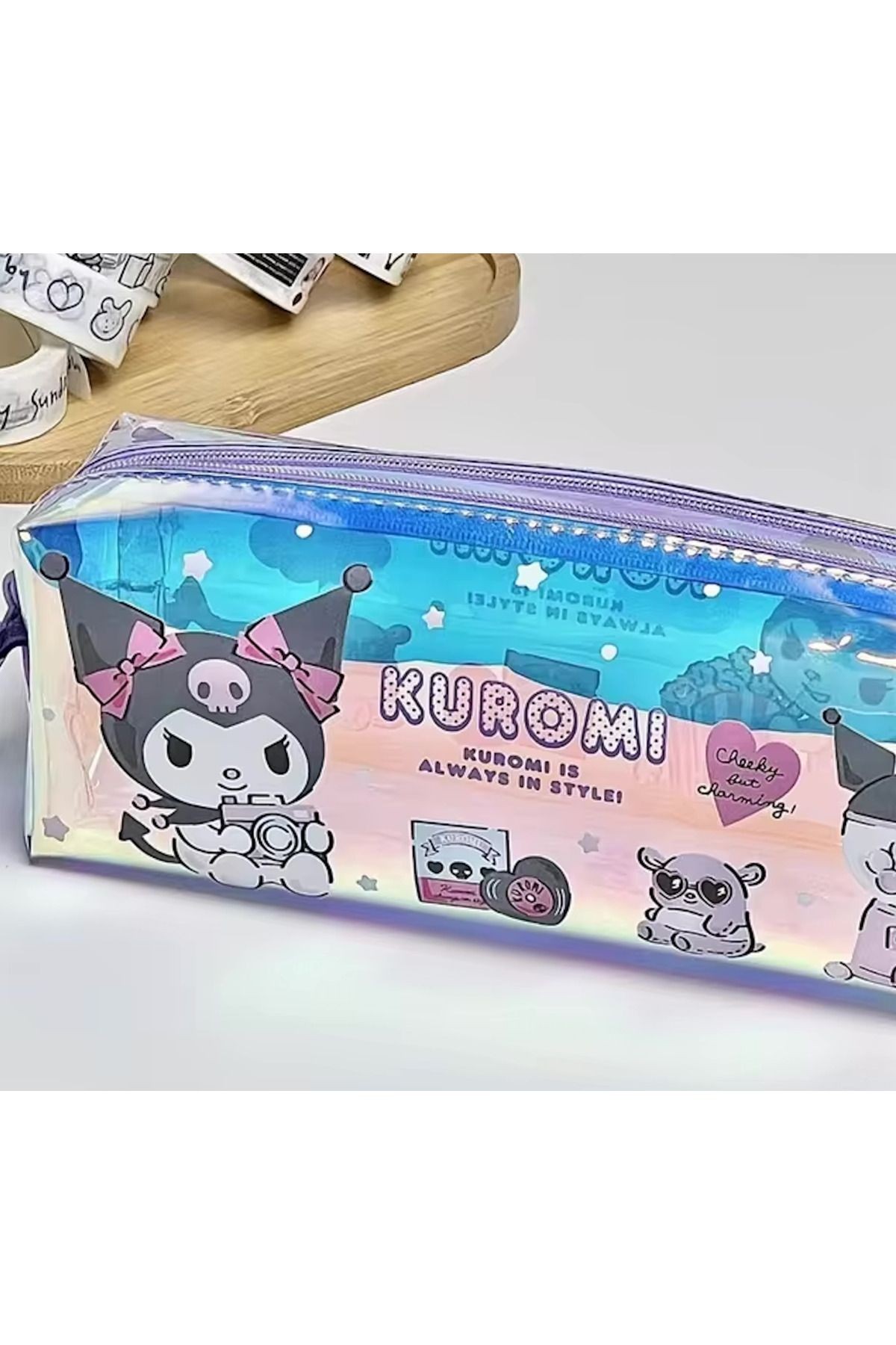 Kuromi parlak yanardöner mor kalem kutu