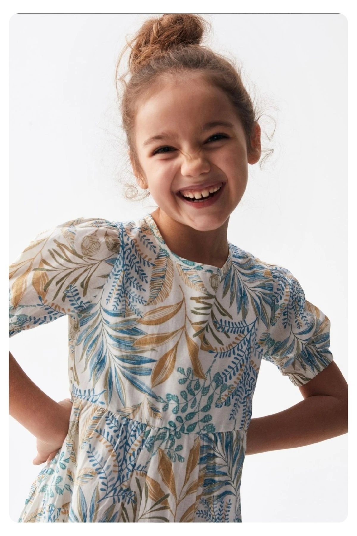 LİMİ kız desenli keten astarlı elbise