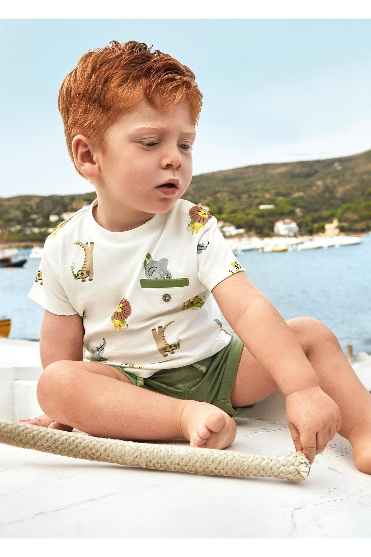 Erkek Bebek Penye Şort Takım 2 Tshirtlü