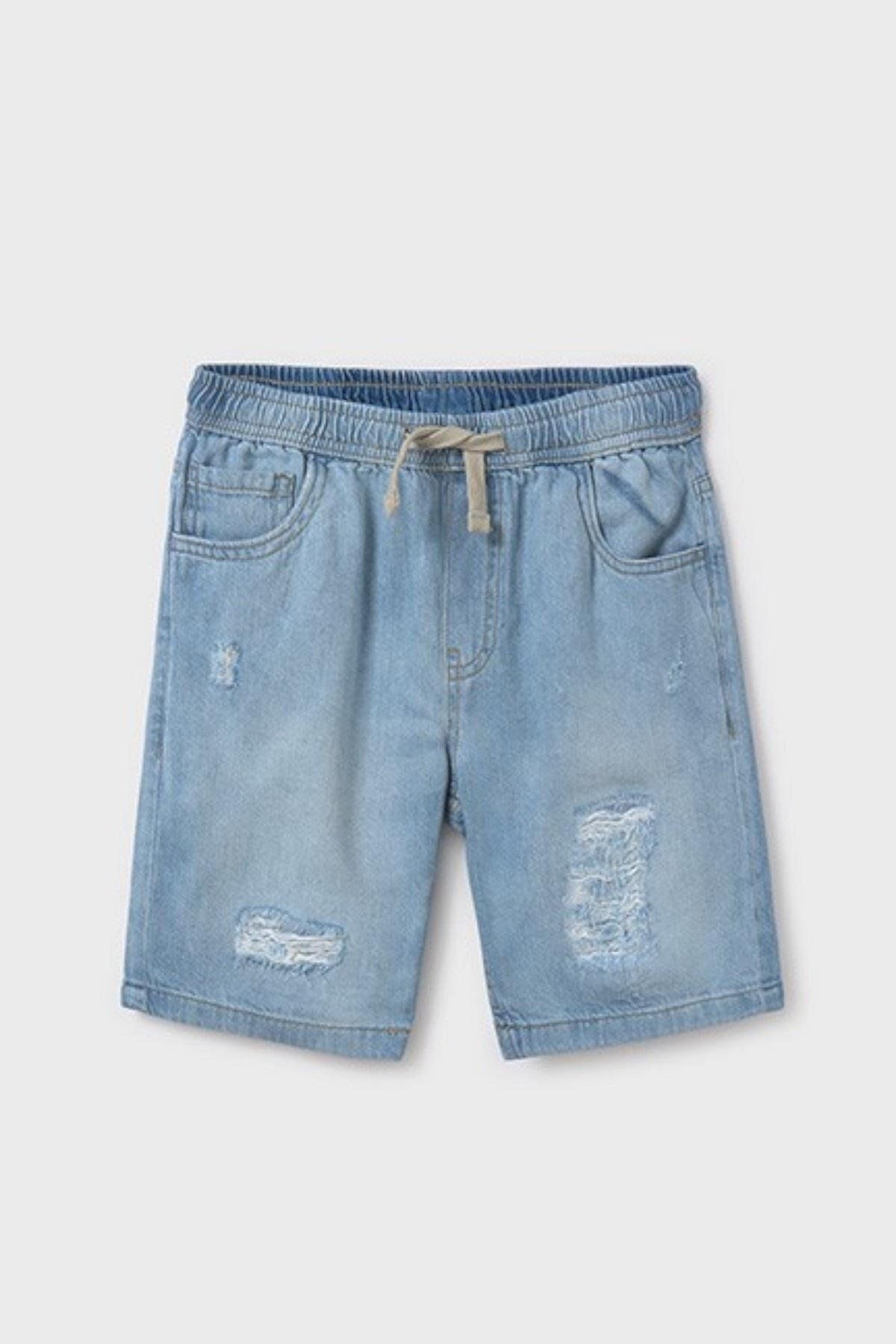 Erkek Çocuk 10-14 Yaş Lastikli Bel Denim Şort 6210