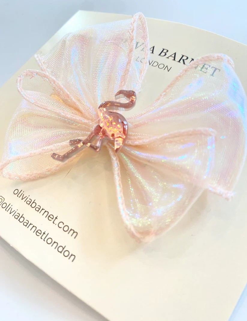 Flamingo Bow Hair Clip