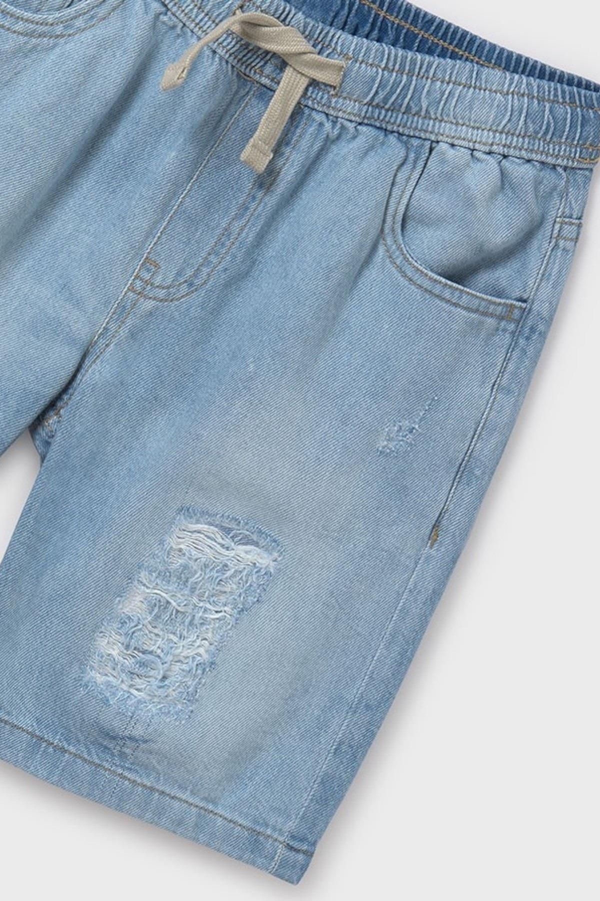 Erkek Çocuk 10-14 Yaş Lastikli Bel Denim Şort 6210