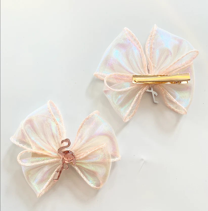 Flamingo Bow Hair Clip