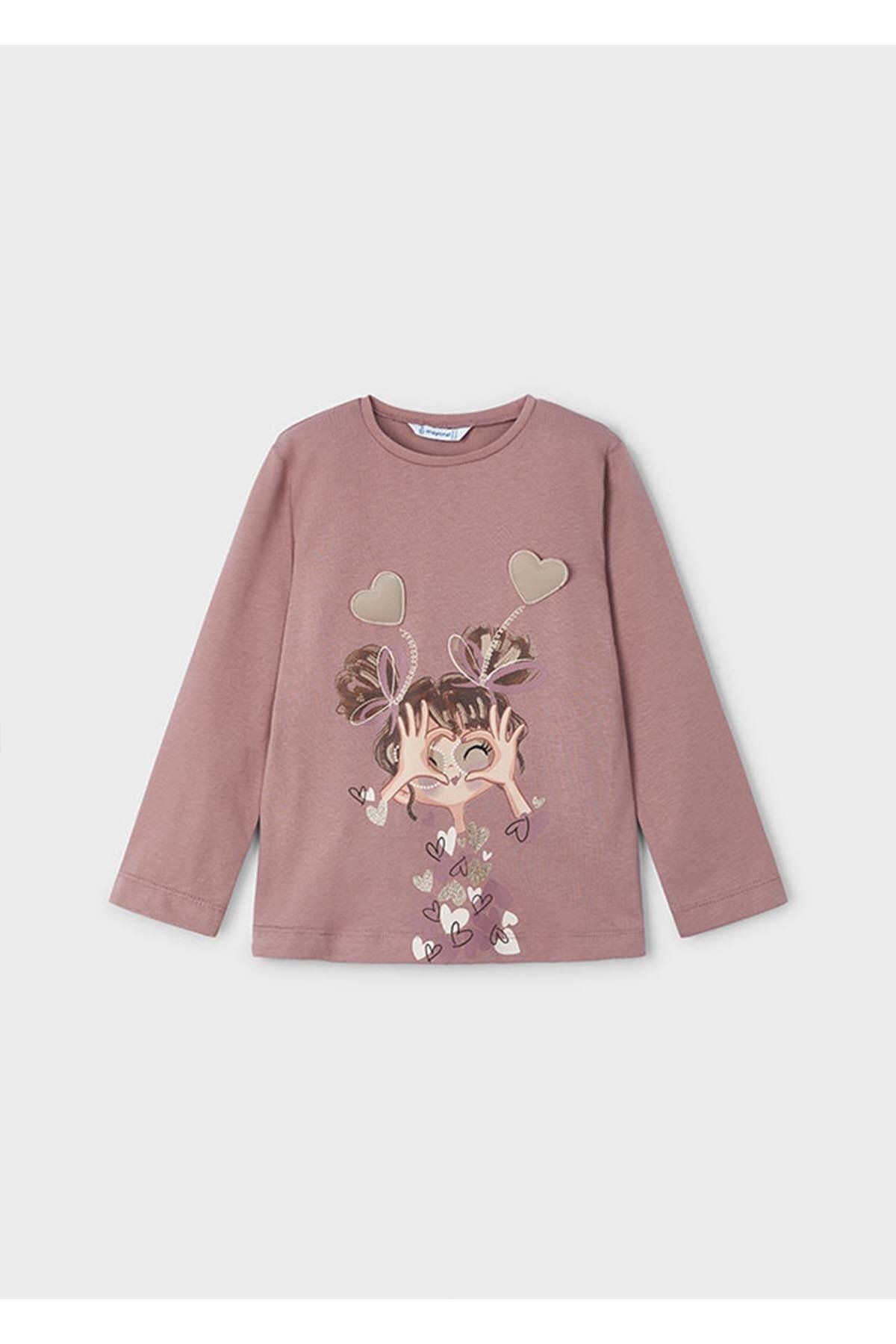 Kışlık Kız Çocuk Uzun Kol Tshirt - Pembe