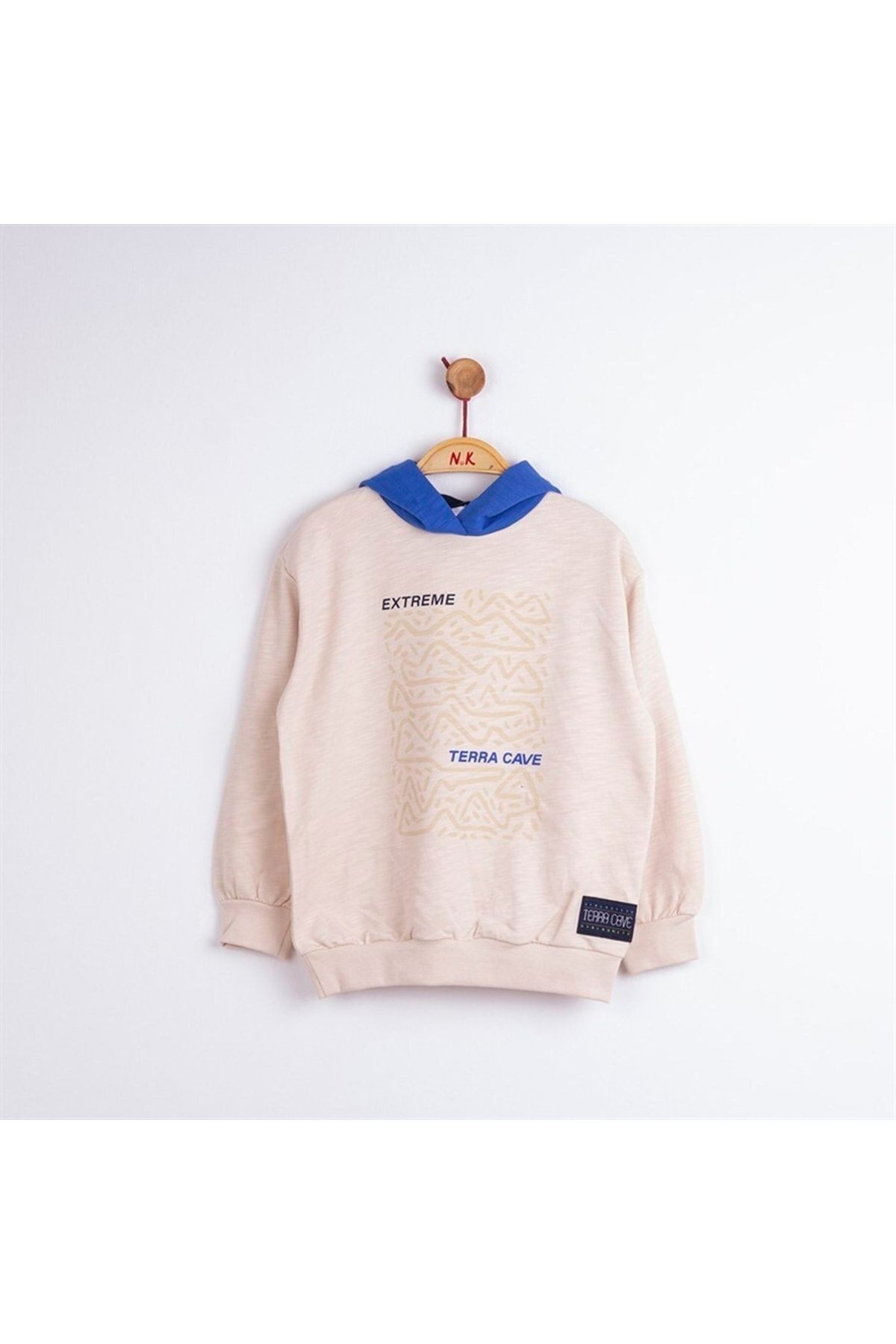 Erkek Çocuk Mevsimlik Yüzde Yüz Pamuklu, Kapüşonlu Sweatshirt