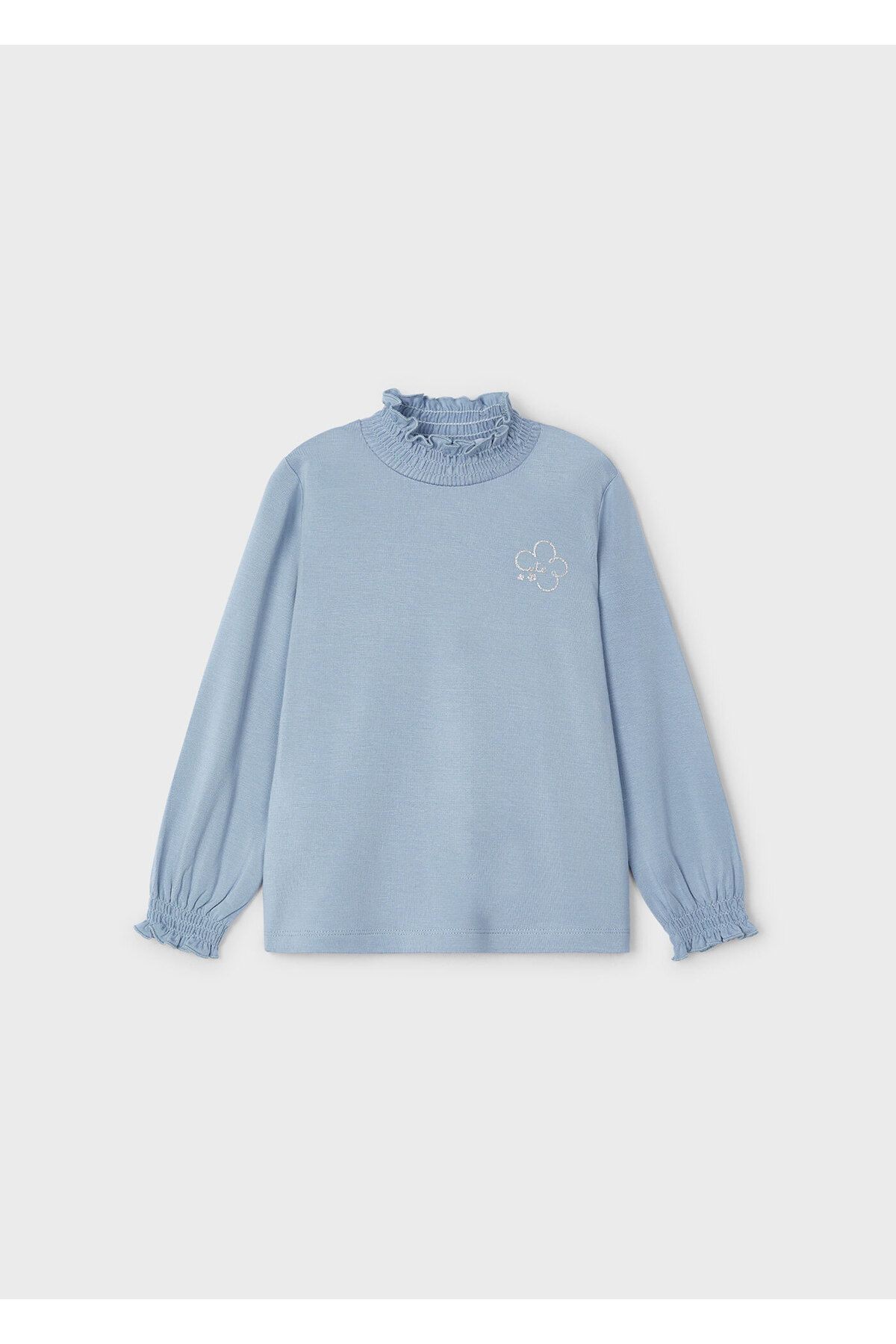 Kız Çocuk Balıkçı Yaka Sweatshirt - A. Mavi