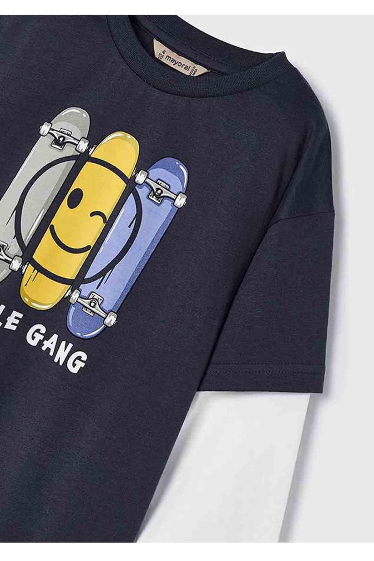 Yazlık Erkek Uzun Kol Çift Kat T-shirt - Lacivert