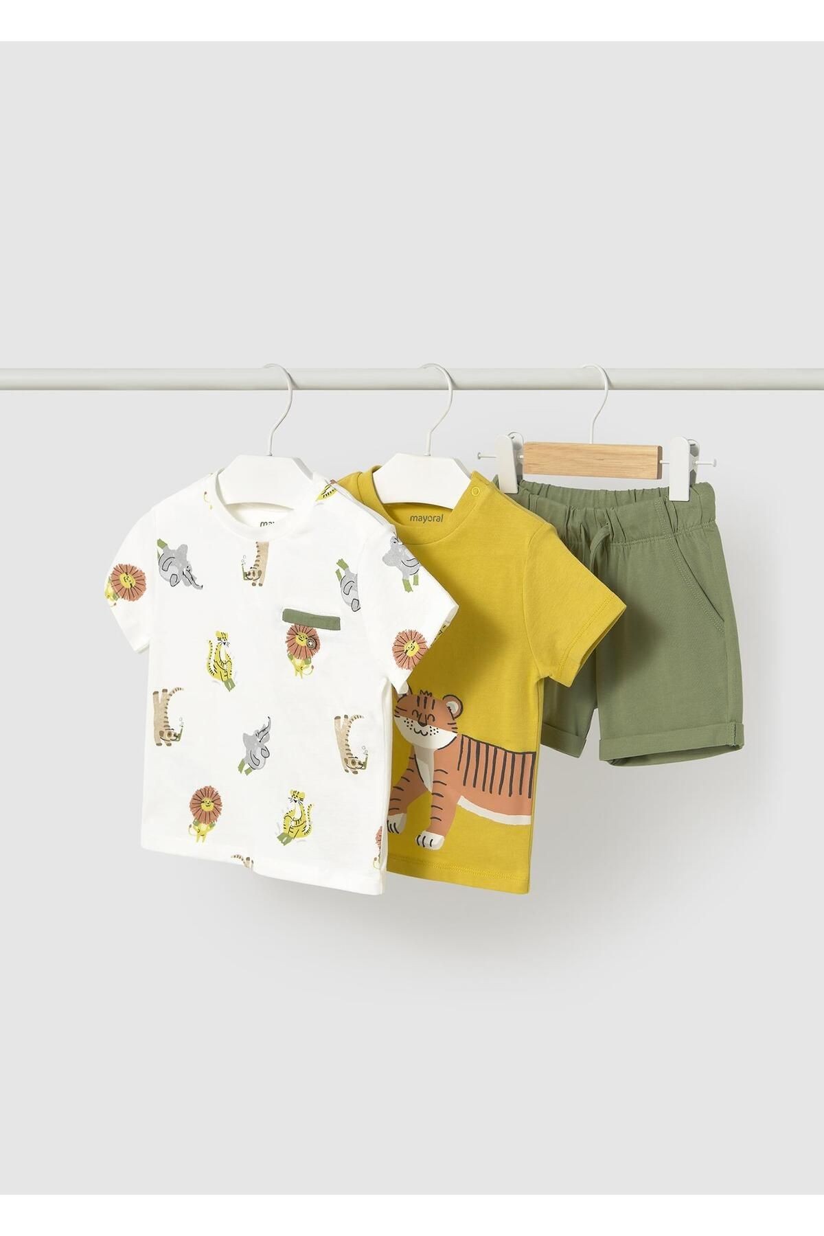 Erkek Bebek Penye Şort Takım 2 Tshirtlü