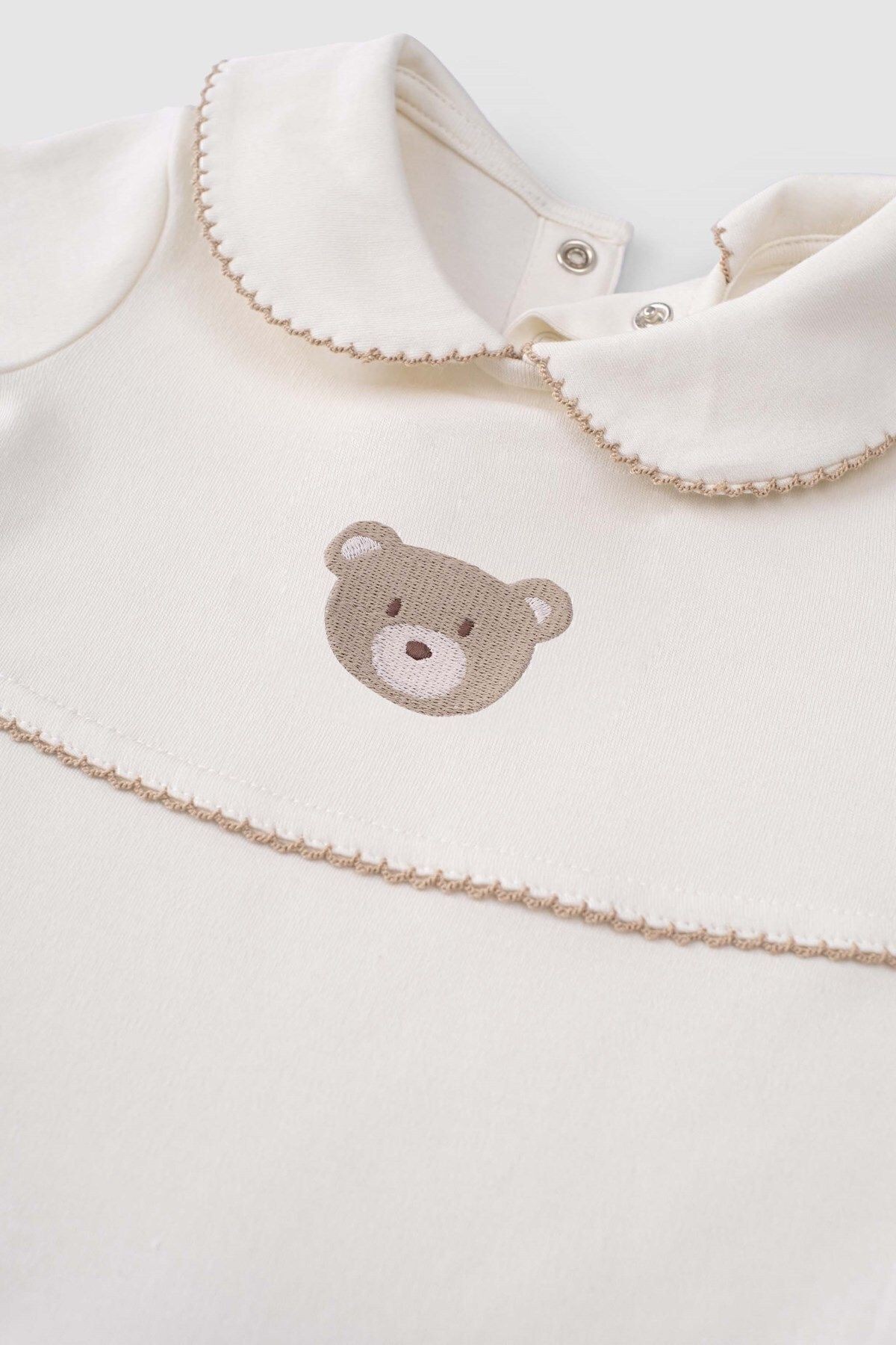 Organik Pamuk Bebe Yakalı Tulum Playtime Ayıcık Nakışlı