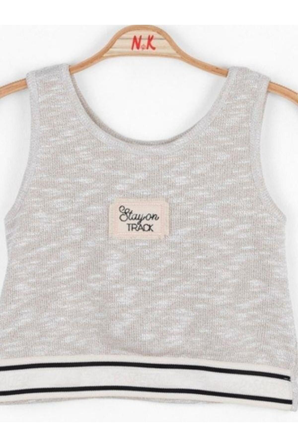 Kız Çocuk Triko Süper Star Crop 36303 Krem