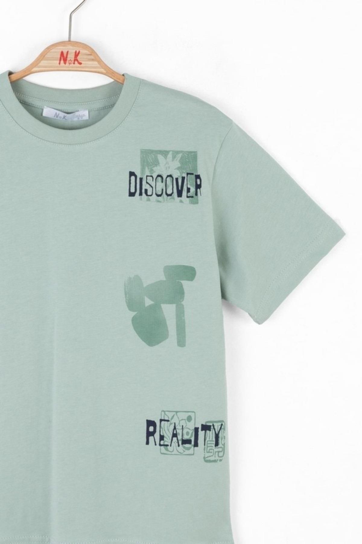 Erkek Çocuk 8-14 Yaş %100 Pamuk Desenli T-shirt 48351
