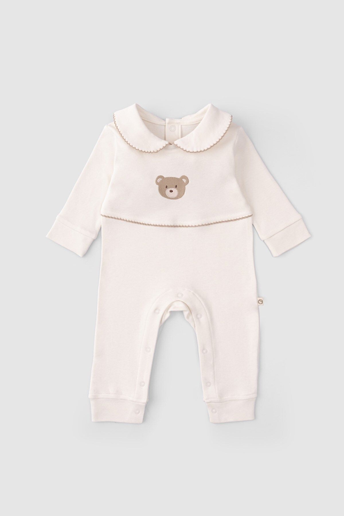Organik Pamuk Bebe Yakalı Tulum Playtime Ayıcık Nakışlı