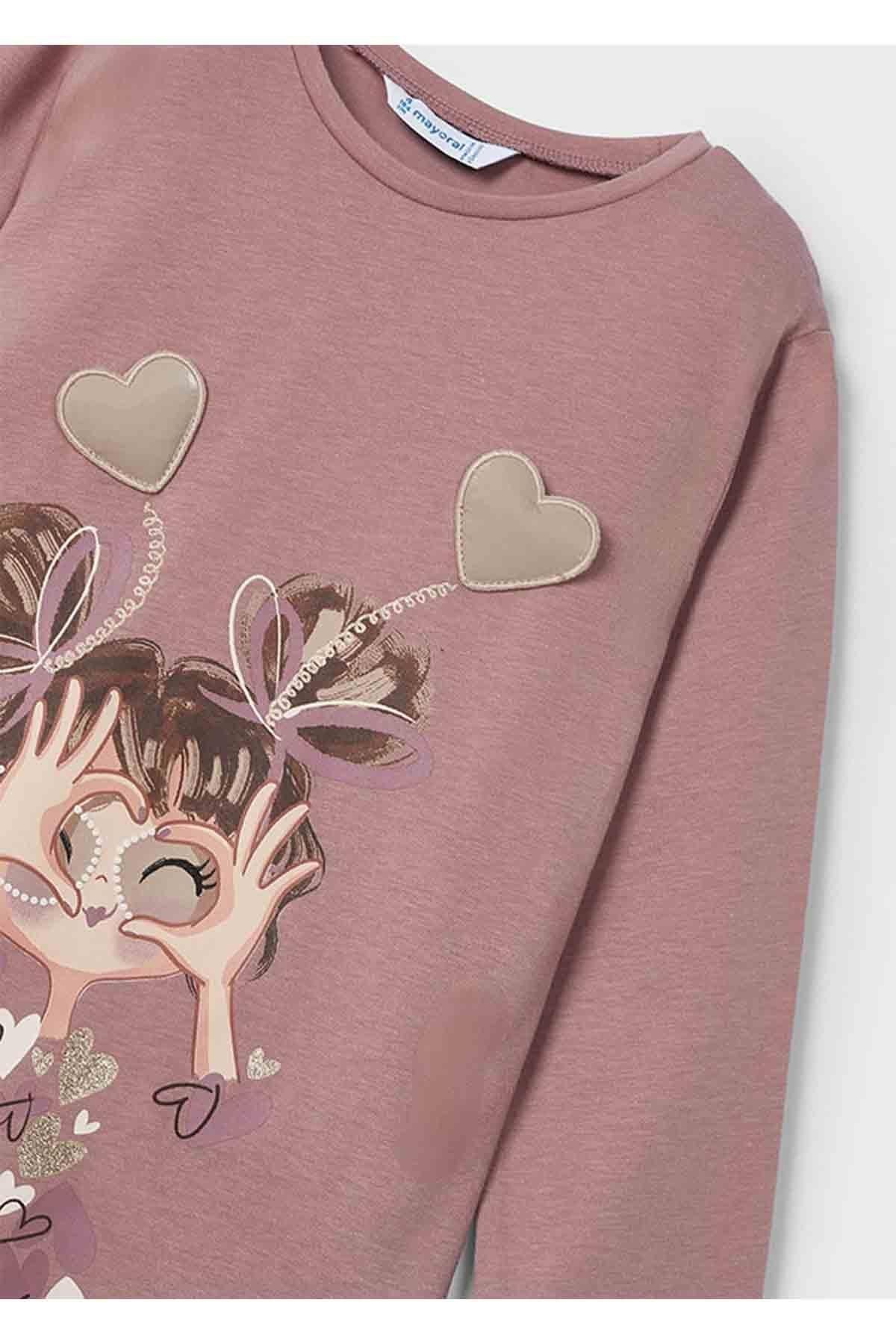 Kışlık Kız Çocuk Uzun Kol Tshirt - Pembe