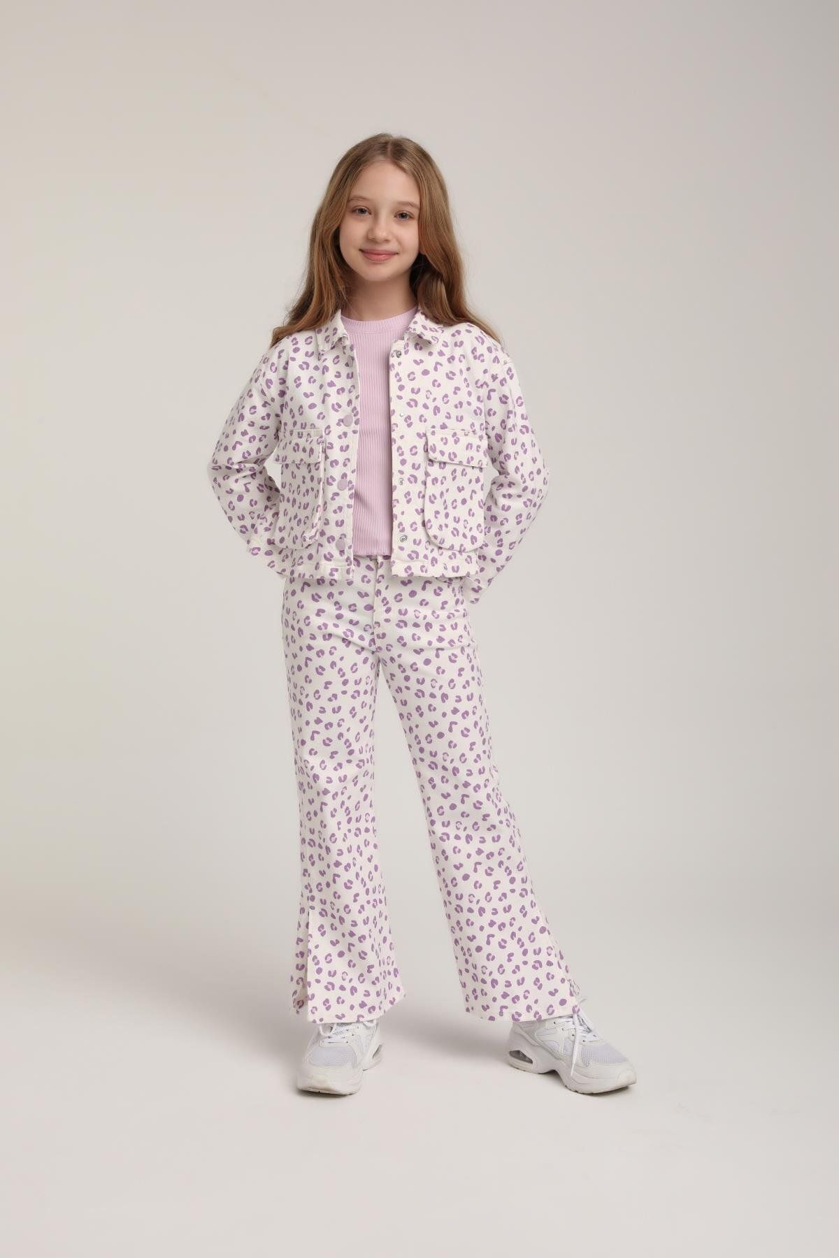 Mini Leopar Bebe Pantolon - Mor