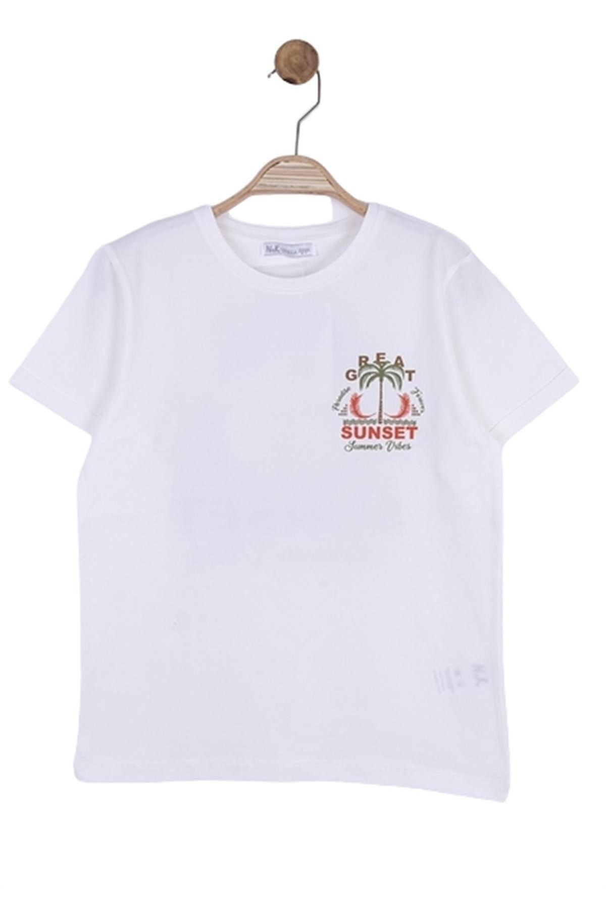 Erkek Çocuk Pamuklu Arka Baskılı Kısa Kol Tshirt