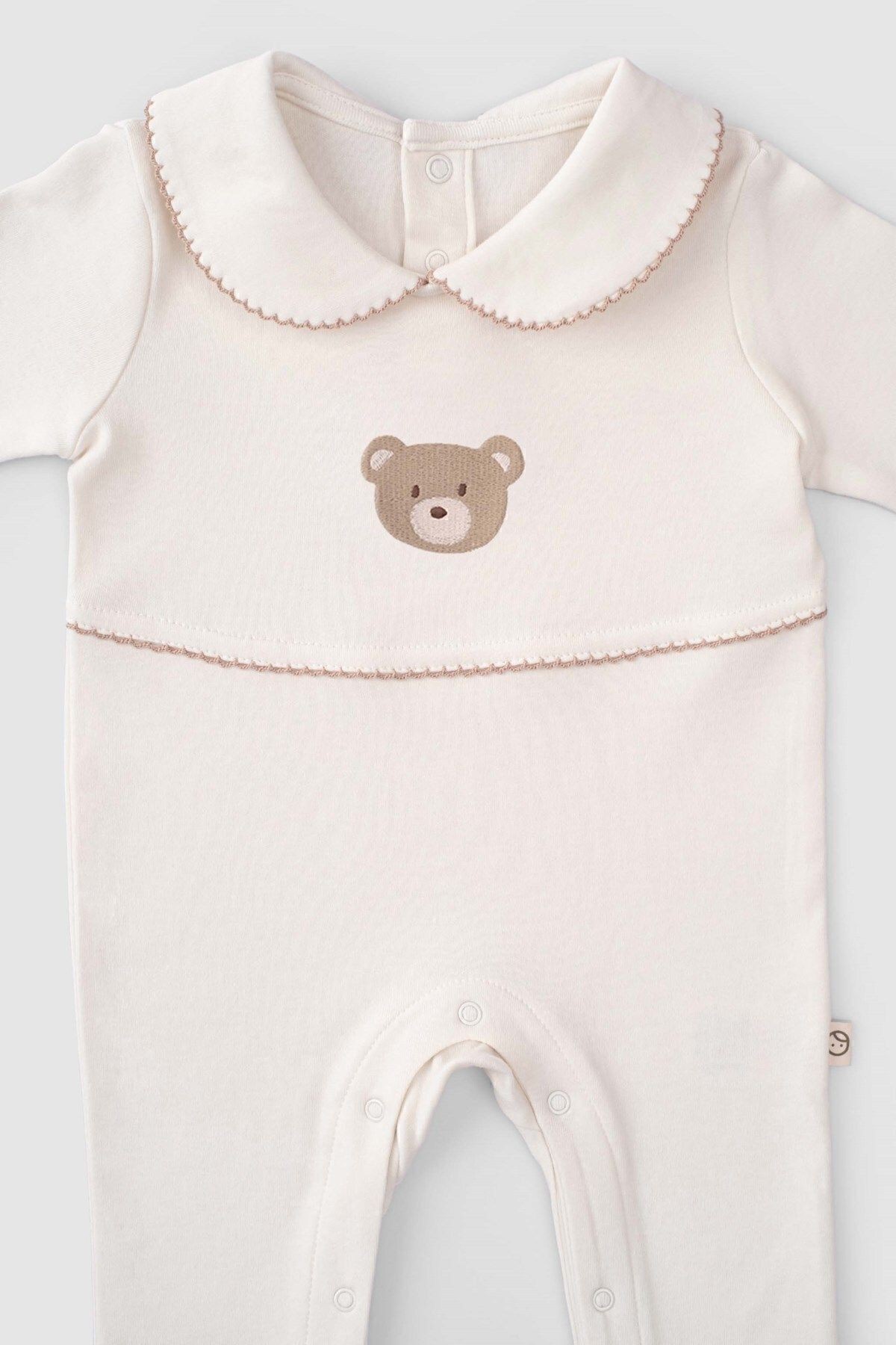 Organik Pamuk Bebe Yakalı Tulum Playtime Ayıcık Nakışlı