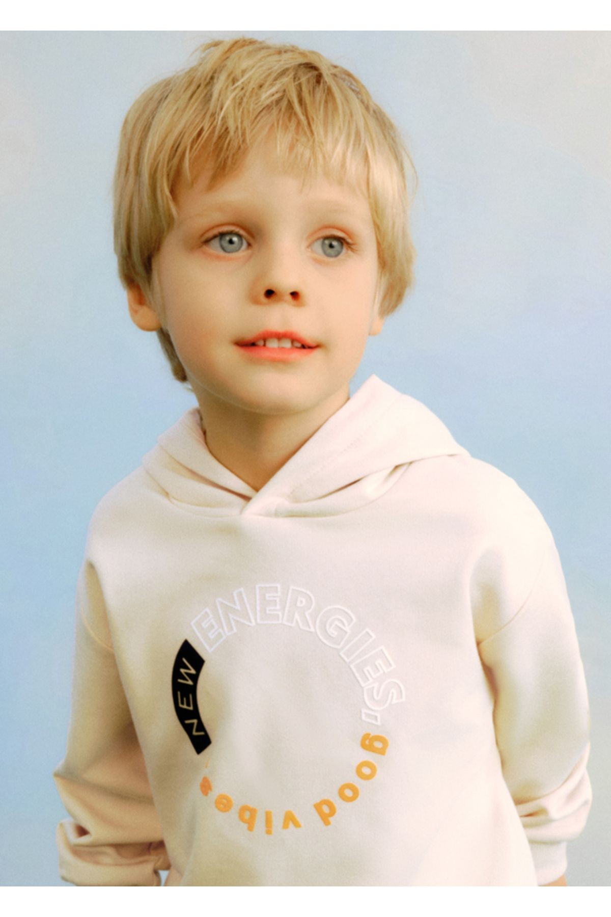 04-10 Yaş Bej Erkek Çocuk  Kapşonlu Sweat - Bej