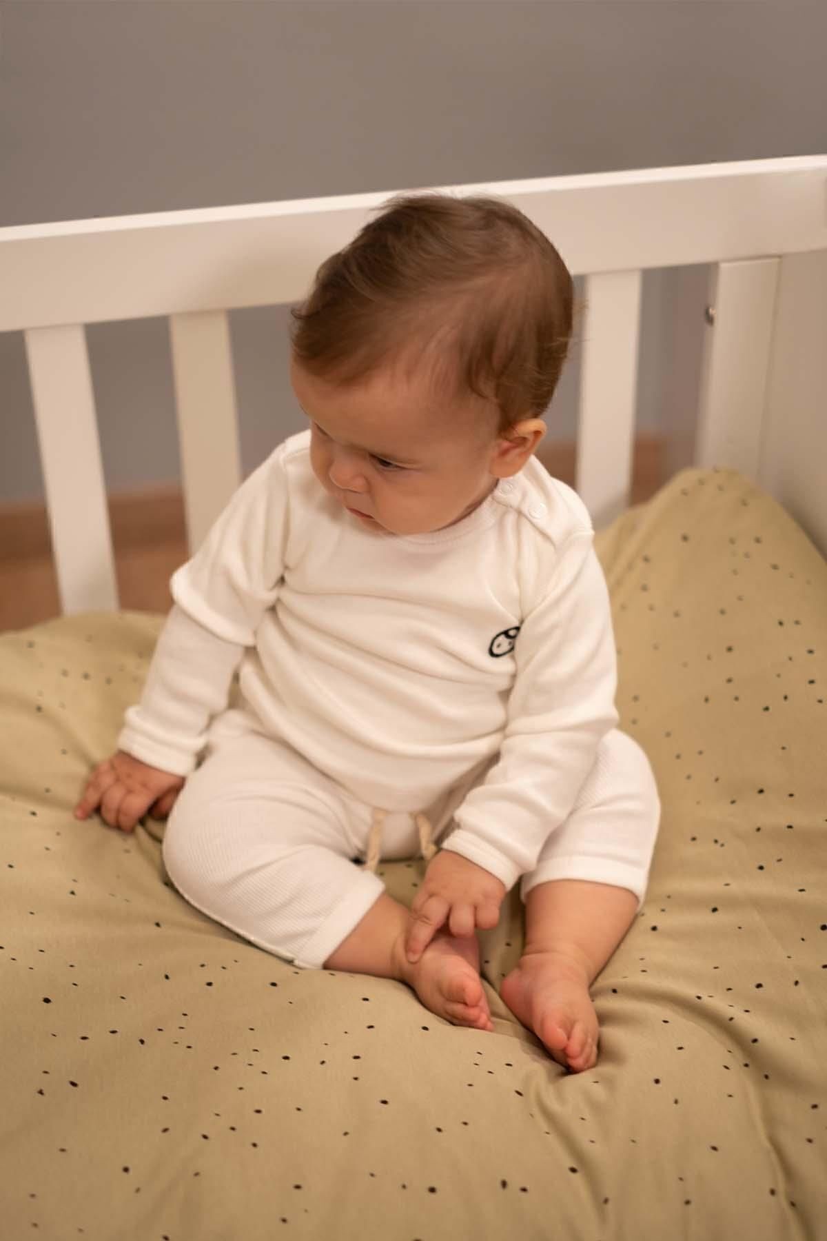 Kaşkorse Takım Bebek Beyaz Organik Pamuk