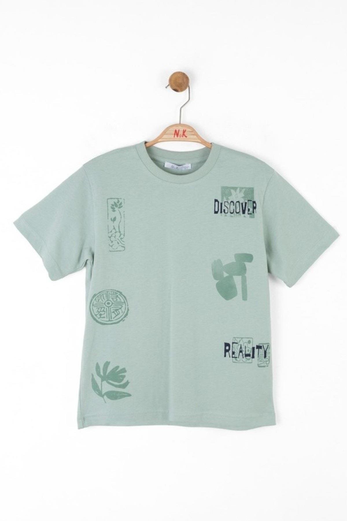 Erkek Çocuk 8-14 Yaş %100 Pamuk Desenli T-shirt 48351