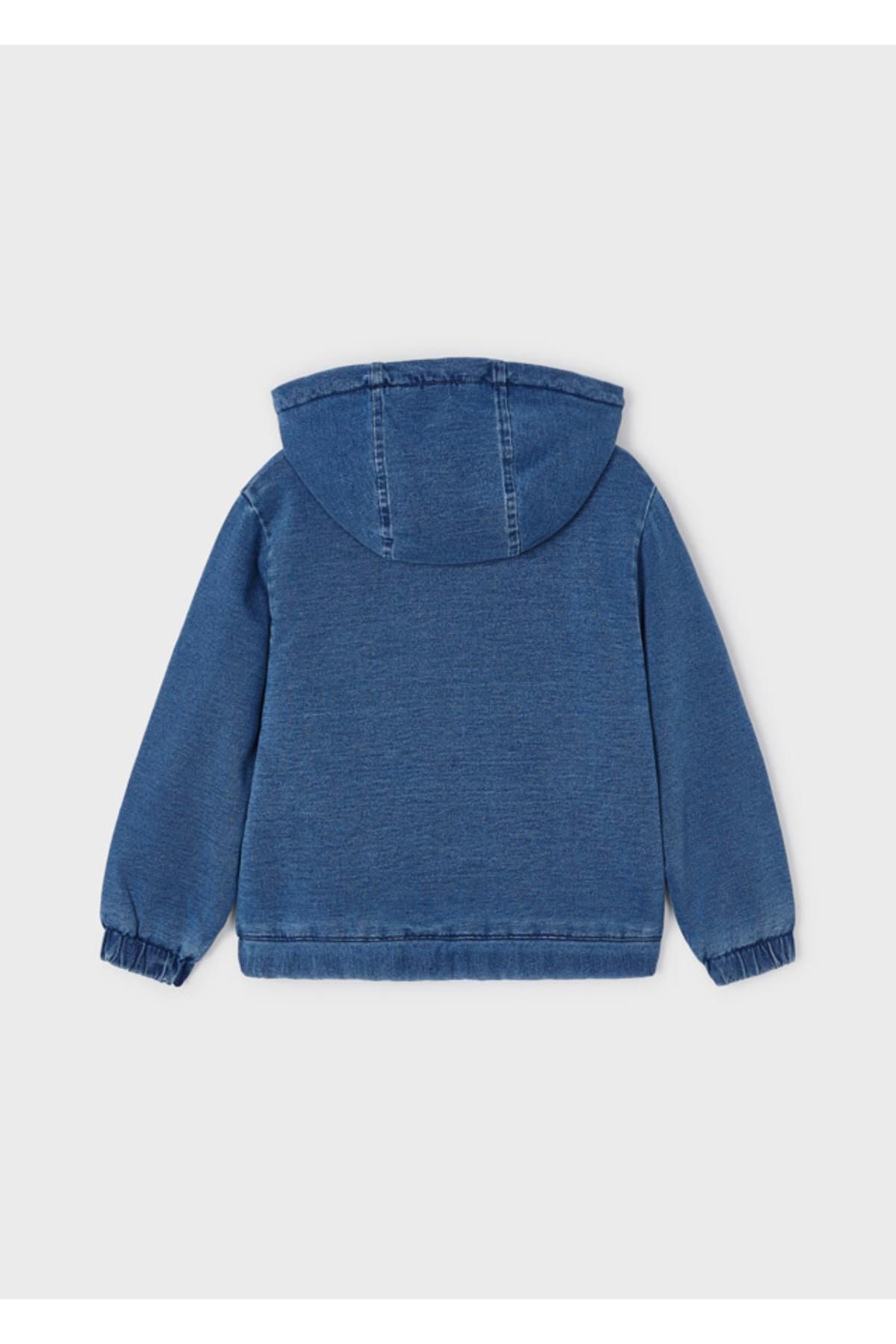 Örme Denim Içi Peluşlu Kapüşonlu Erkek Çocuk Sweatshirt