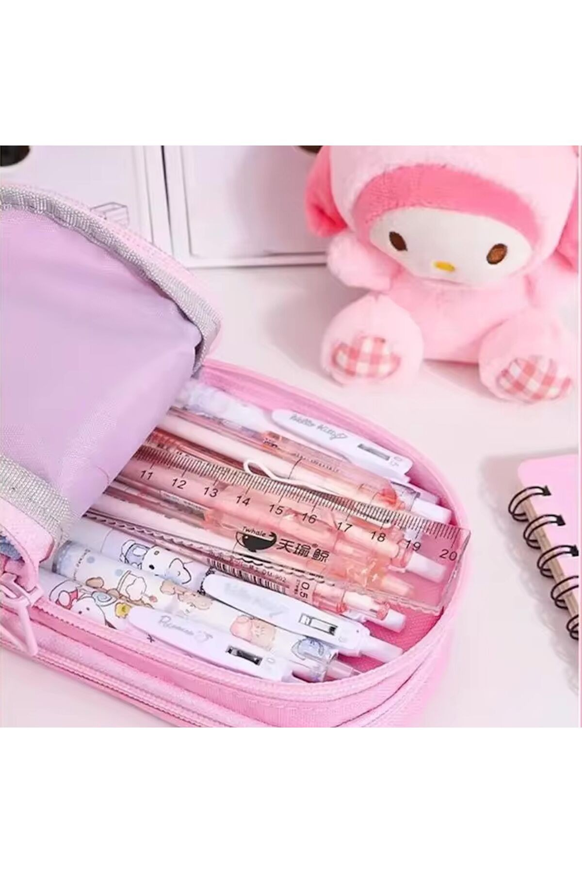 Sanrio Kuromi kalem kutusu sevimli büyük kapasiteli su geçirmez dayanıklı kalem çantası