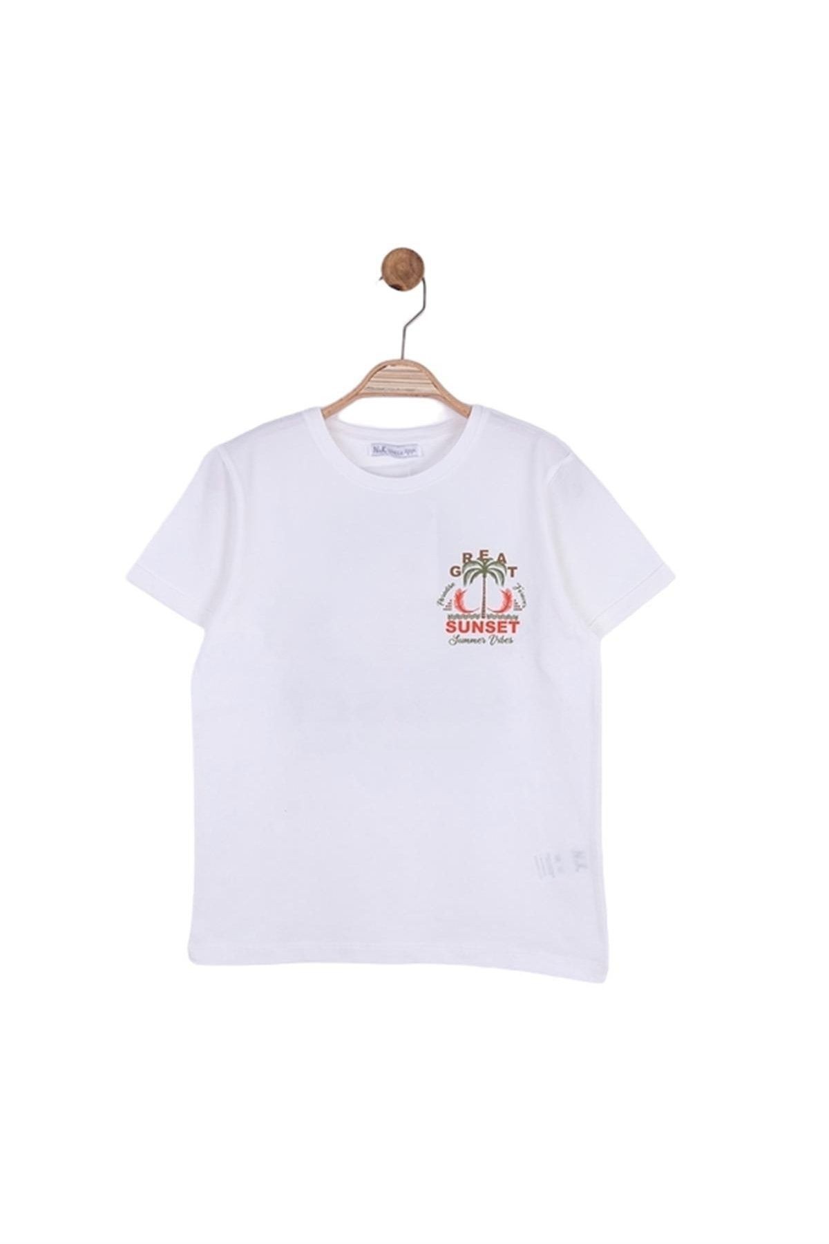Erkek Çocuk Pamuklu Arka Baskılı Kısa Kol Tshirt